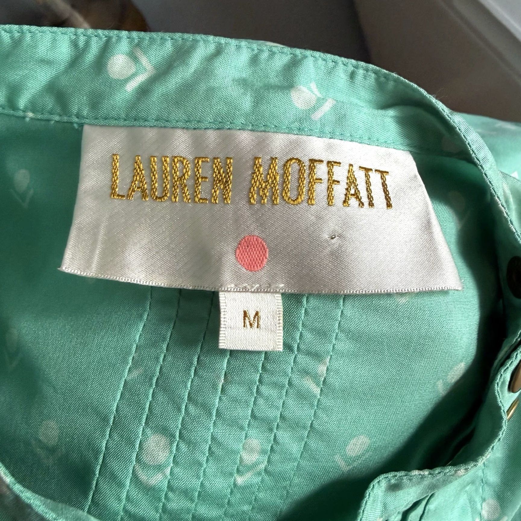 Vintage Lauren Moffett Pintuck Silk Geo Tulip Printed Blouse Teal Size M Size M / US 6-8 / IT 42-44 - 6 Thumbnail
