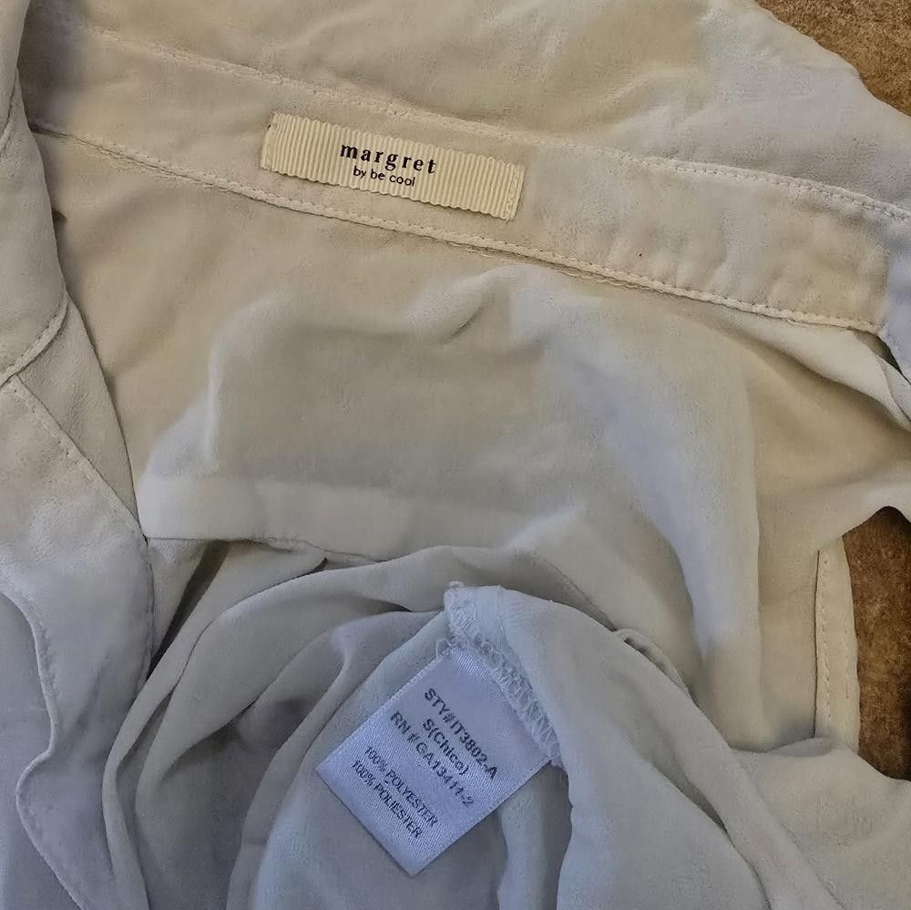 Designer Beige Cropped Margret Button Down Blouse Size S / US 4 / IT 40 - 3 Thumbnail