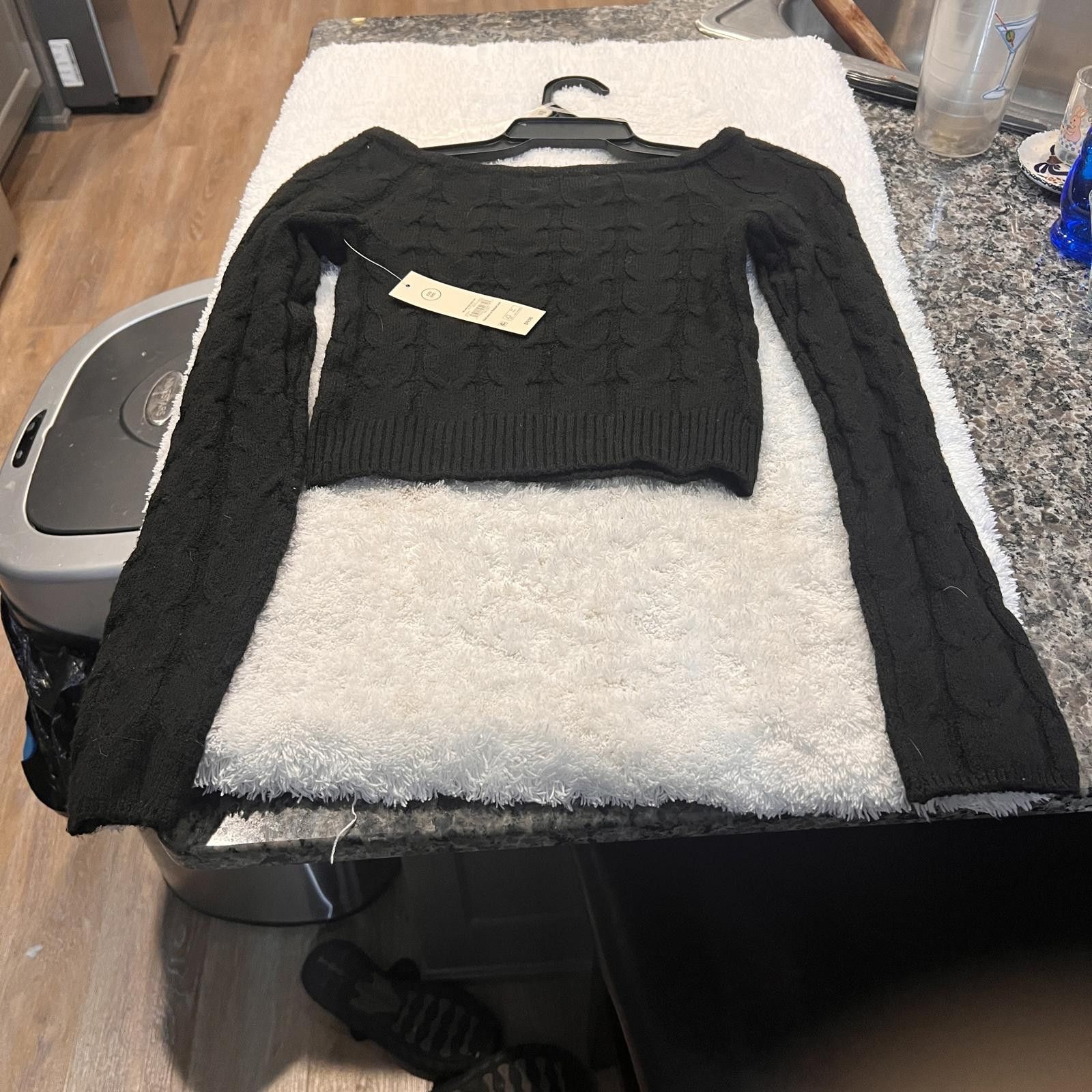 Other Black Cable Knit Two-Piece Sweater Set with Skirt Size ONE SIZE - 5 Thumbnail