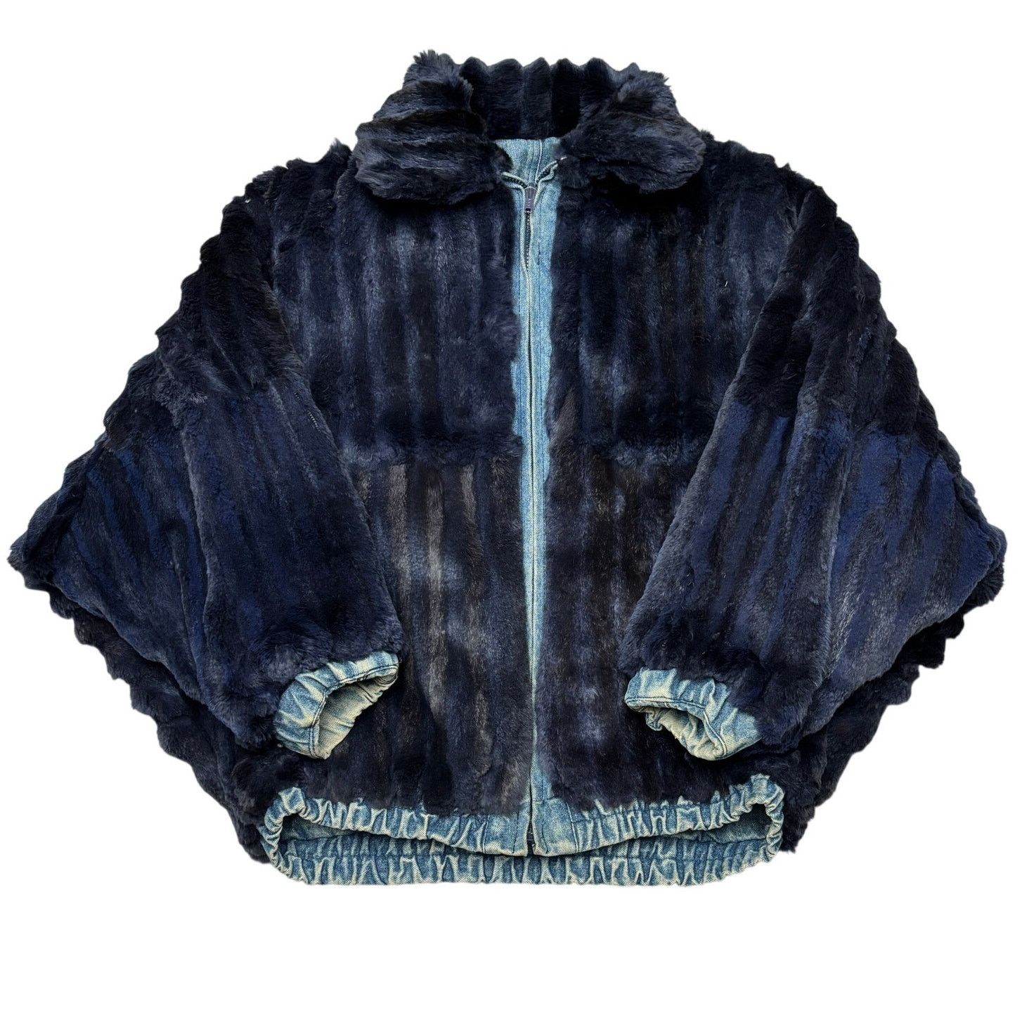 Vintage Vintage Reversible Rabbit Fur Denim Jacket Batwing Womens M Size M / US 6-8 / IT 42-44 - 1 Thumbnail