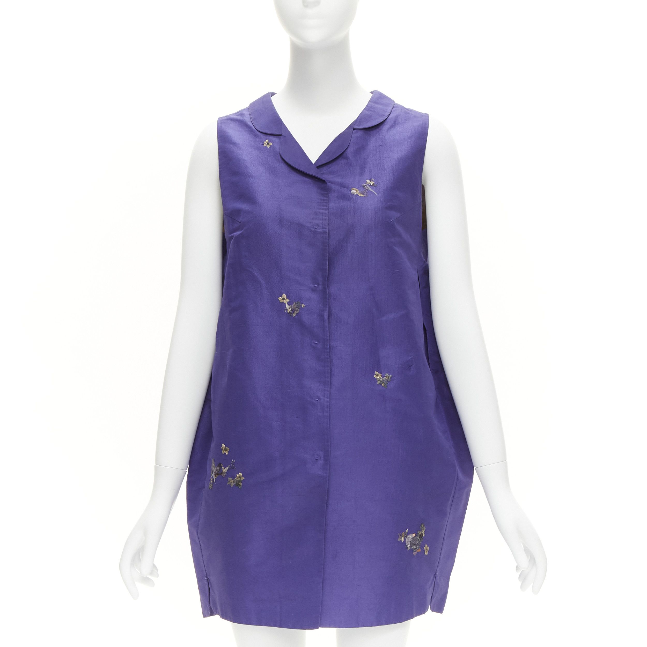Other SHIATZY CHEN 100% silk voilet purple oriental floral bird embroidery cocoon vest IT44 L Size M / US 6-8 / IT 42-44 - 1 Thumbnail