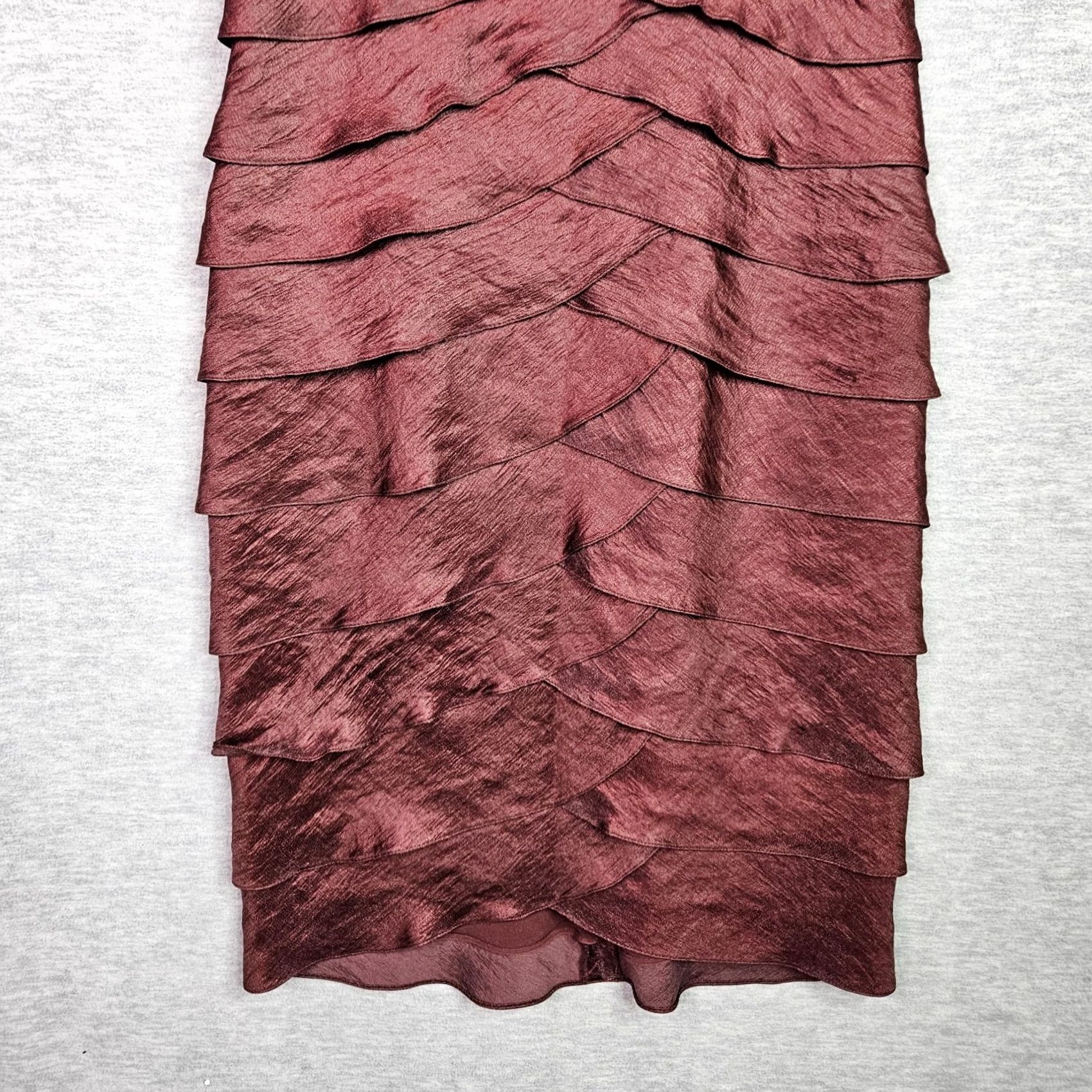 Adrianna Papell Adrianna Papell Dress Sz 6 Burgundy Tiered Ruffle Cocktail Formal Sleeveless Size M / US 6-8 / IT 42-44 - 4 Thumbnail