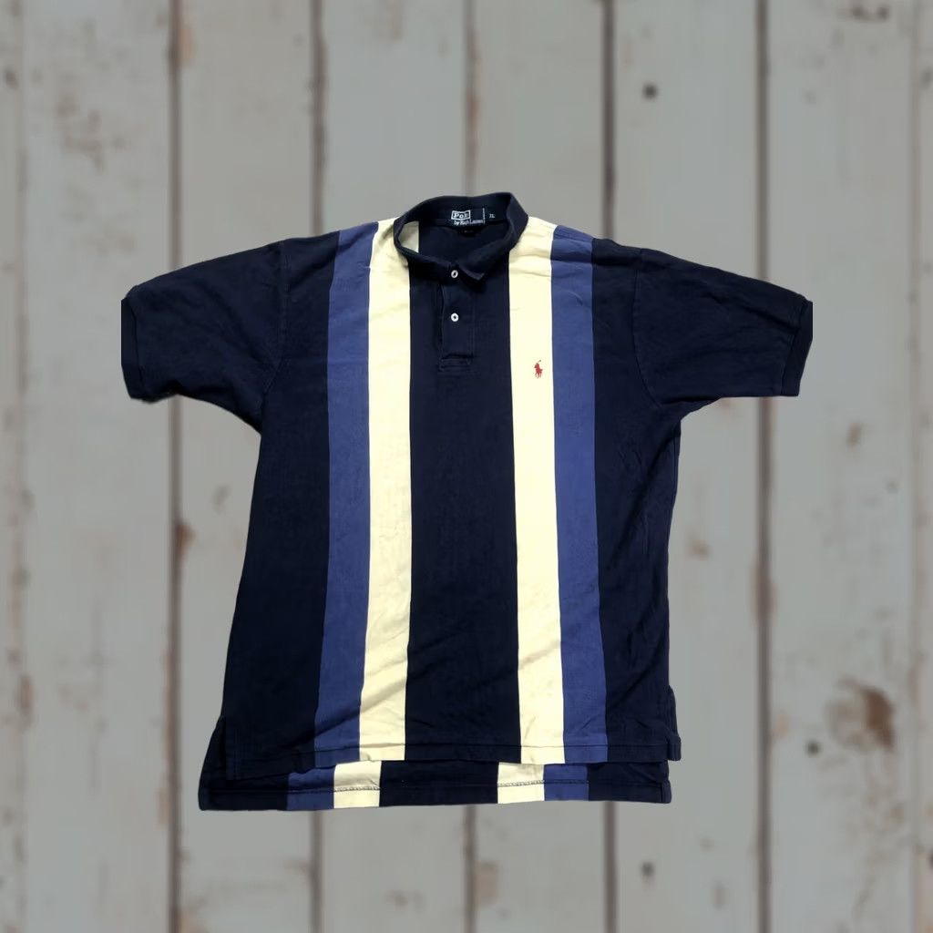 Polo Ralph Lauren Polo by Ralph Lauren Polo Shirt Mens XL Navy Yellow Stripe Pony Logo Casual Size US XL / EU 56 / 4 - 1 Thumbnail
