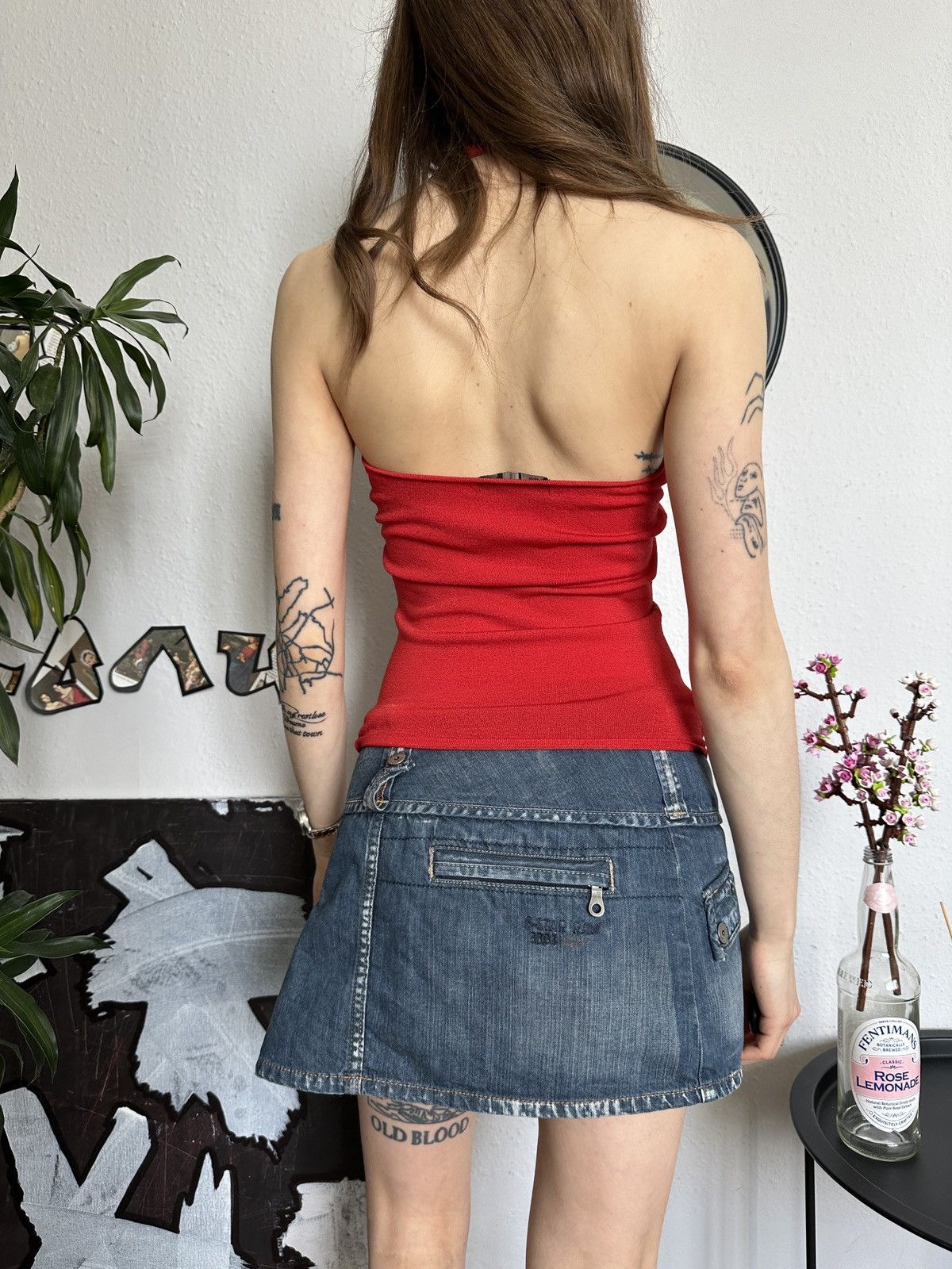 Vintage Halter Slim Beaded Sheath Sexy Red Crop Top y2k Size M / US 6-8 / IT 42-44 - 5 Thumbnail