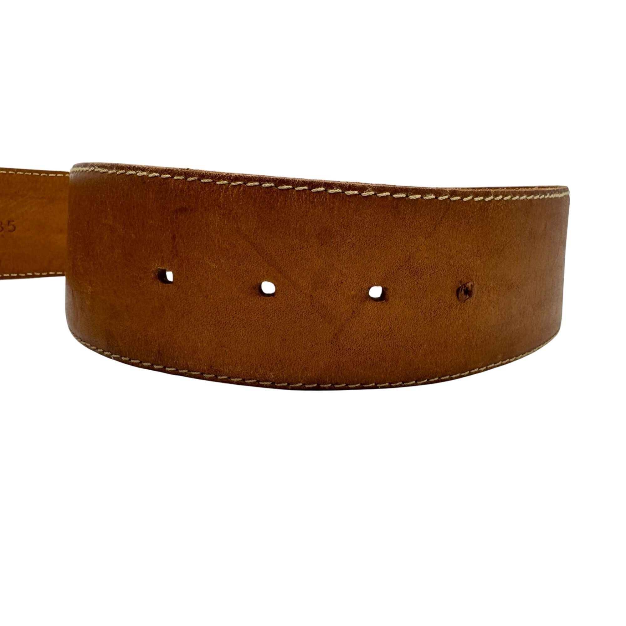 Vintage Leather Tan Camel Brown Belt Spain Womens Vintage Size L Size ONE SIZE - 9 Thumbnail