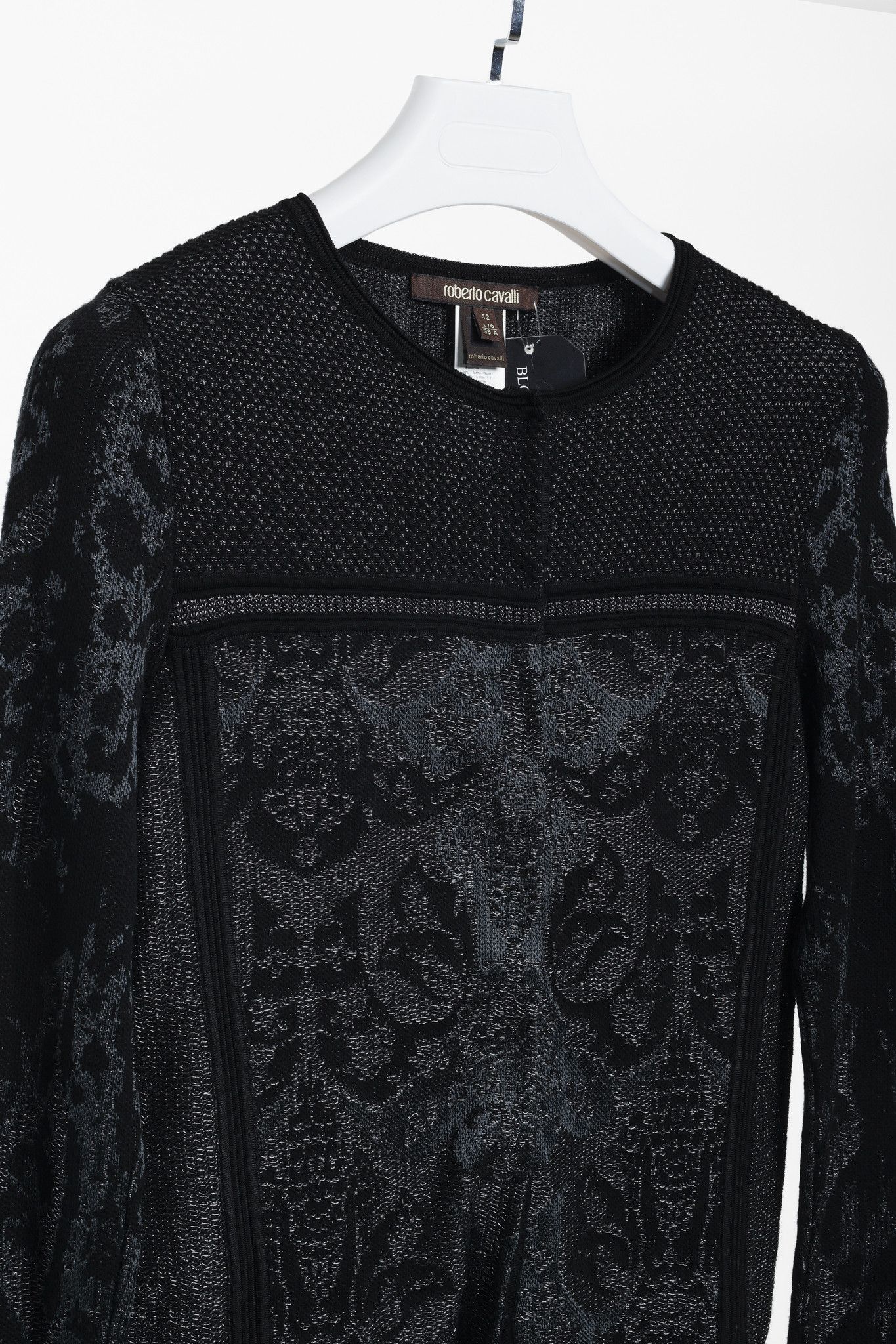 Roberto Cavalli Roberto Cavalli Black Metallic Knit Cardigan Size M / US 6-8 / IT 42-44 - 3 Thumbnail