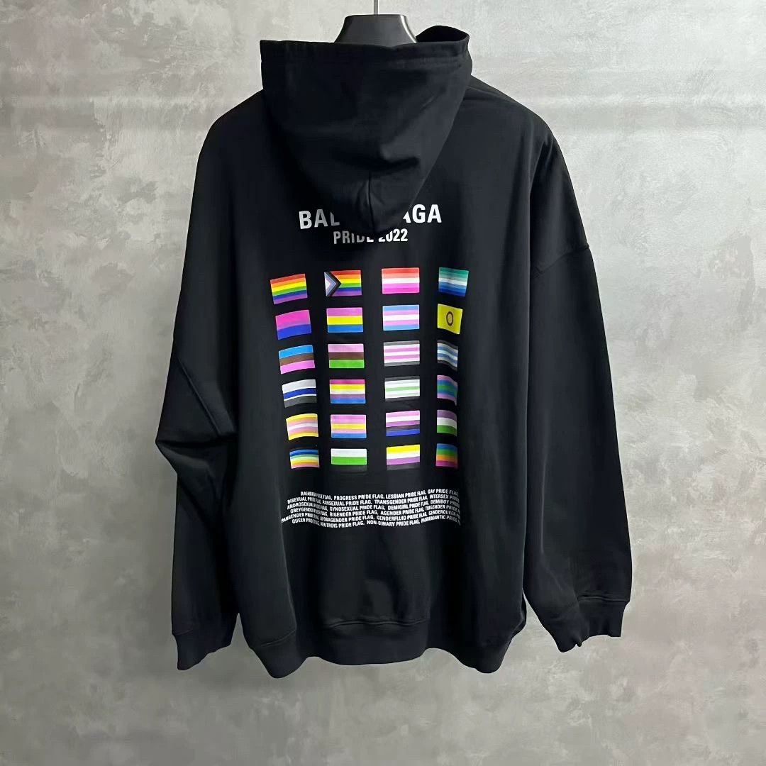 Balenciaga black logo print long sleeve hoodie Size US XXS / EU 40 - 2 Thumbnail