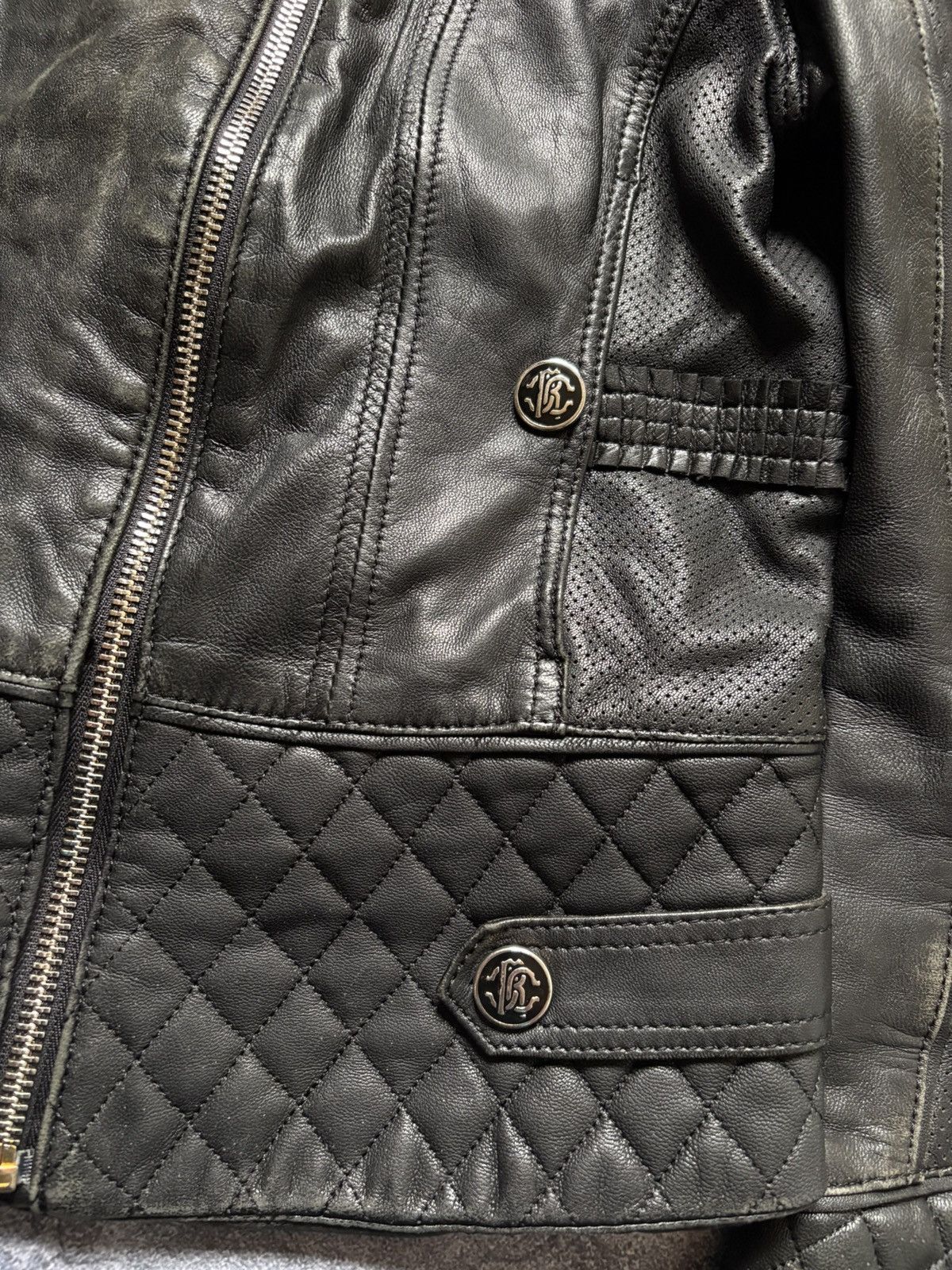 Roberto Cavalli Vintage Roberto Cavalli Avant Garde Biker Leather Jacket Size S / US 4 / IT 40 - 10 Thumbnail