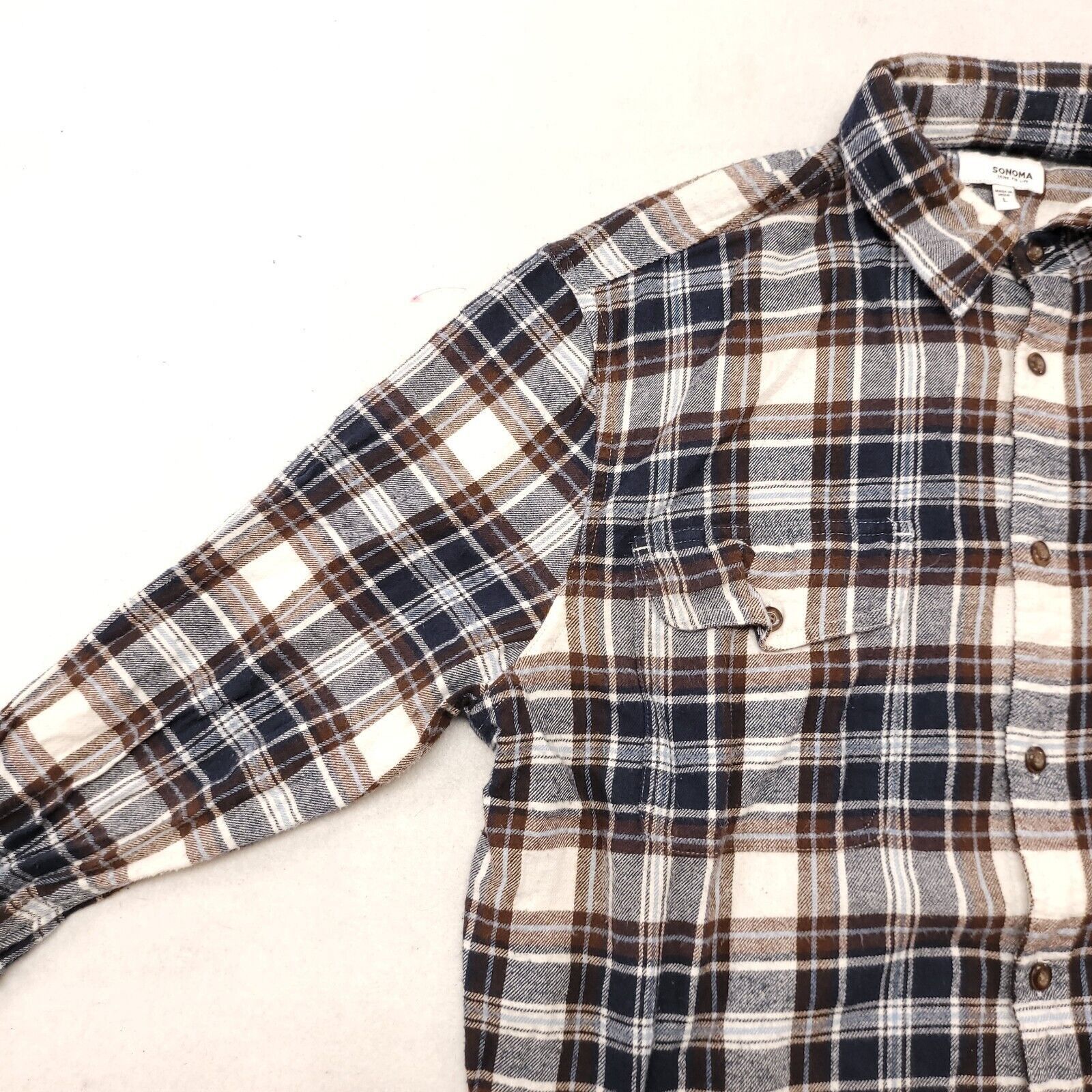 Sonoma Sonoma Tartan Flannel Shirt Mens Size Large L Blue White Size US L / EU 52-54 / 3 - 4 Thumbnail