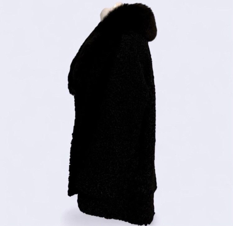 Japanese Brand Persian Lamb Jacket - Mink Fur Collar Vintage Coat Size M / US 6-8 / IT 42-44 - 3 Thumbnail