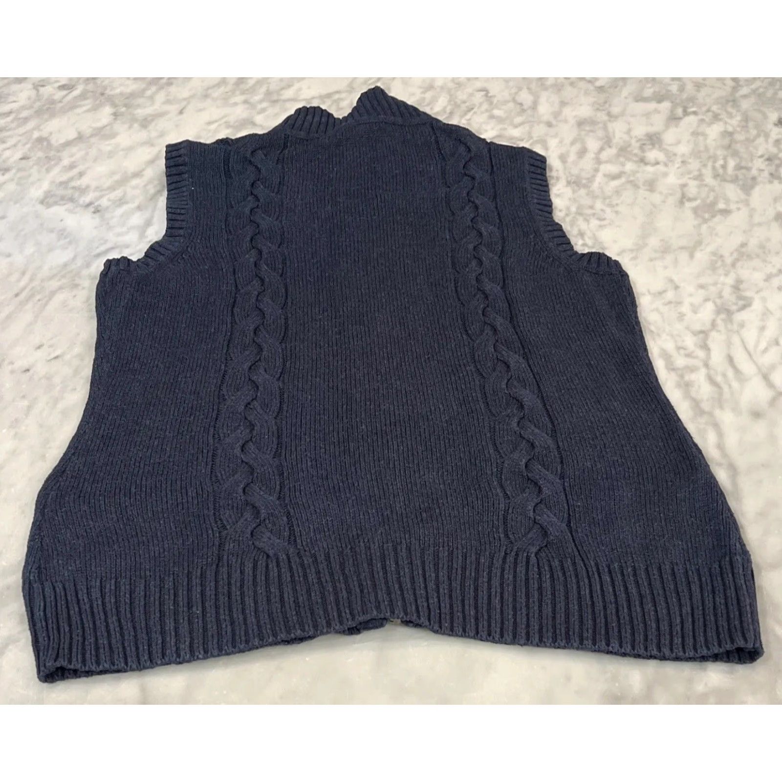 Pendleton Pendleton Sweater Vest Women’s Small Blue Mock Neck Full Zip Cable Knit Vest Size S / US 4 / IT 40 - 3 Thumbnail