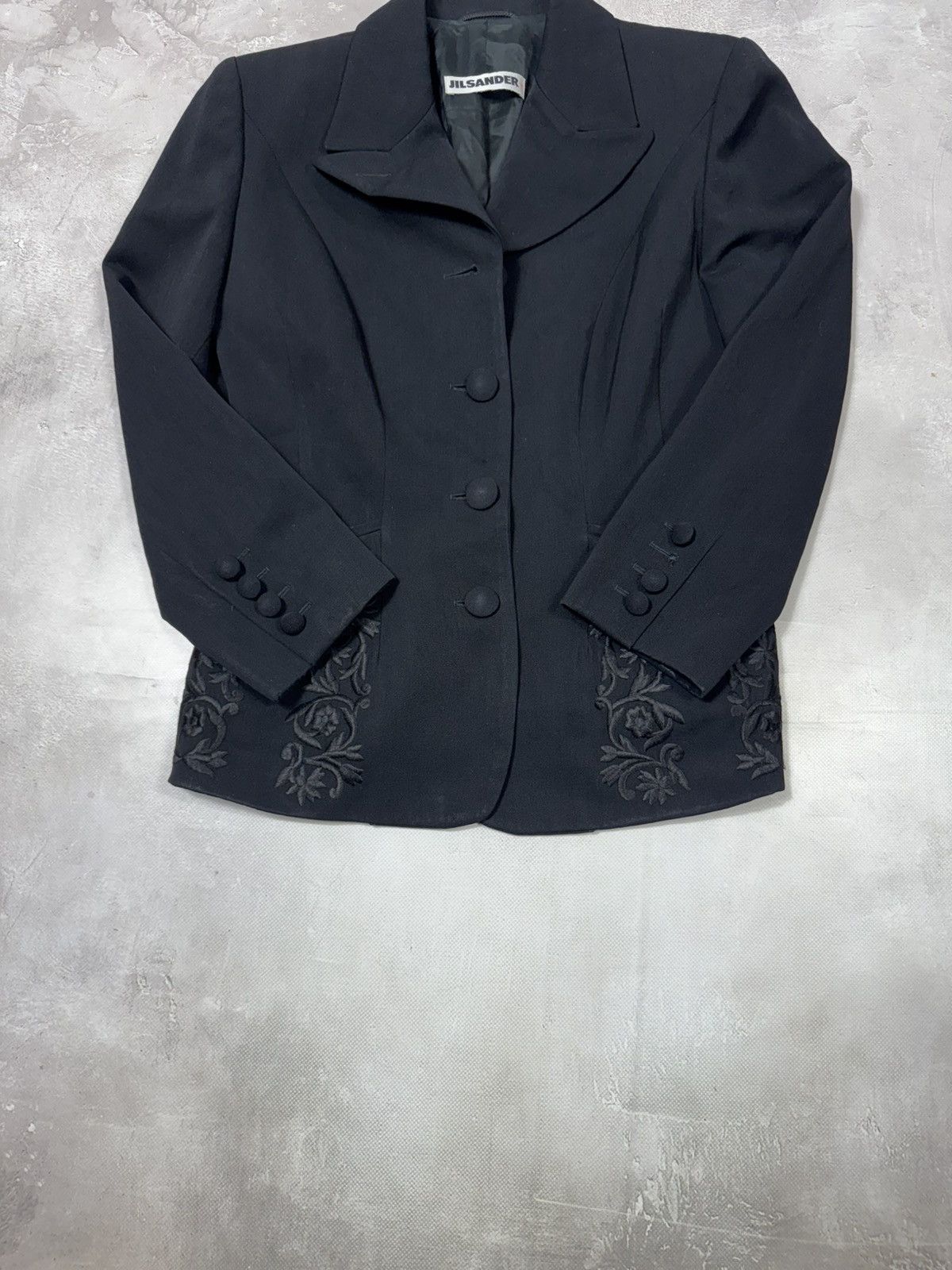 Jil Sander Vintage Jil Sander 80s Wool Embroidered Blazer West Germany Size XS / US 0-2 / IT 36-38 - 14 Thumbnail