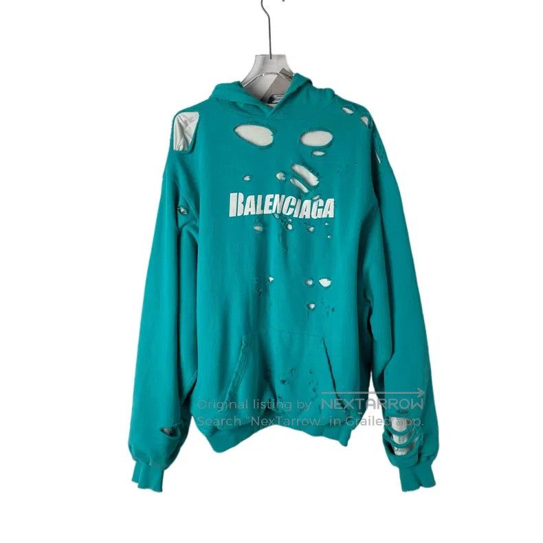 Balenciaga Balenciaga Double Layer Destroyed Hoodie Size US XS / EU 42 / 0 - 3 Thumbnail