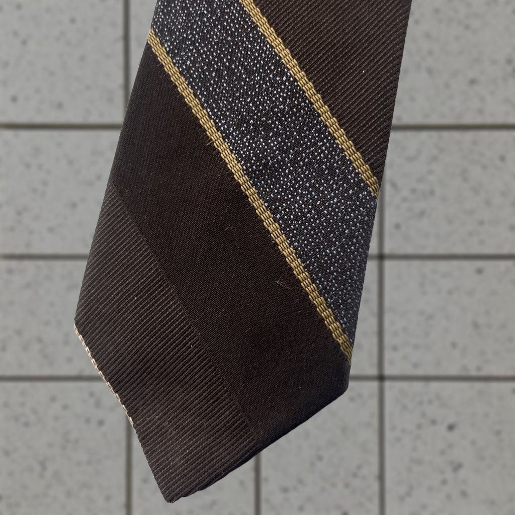 Vintage VINTAGE Regimental NeckTie Repp Tie Multi Stripe Black Blue Yellow 52" Slim Necktie 2.5" Wide Mens Tie Size ONE SIZE - 1 Thumbnail