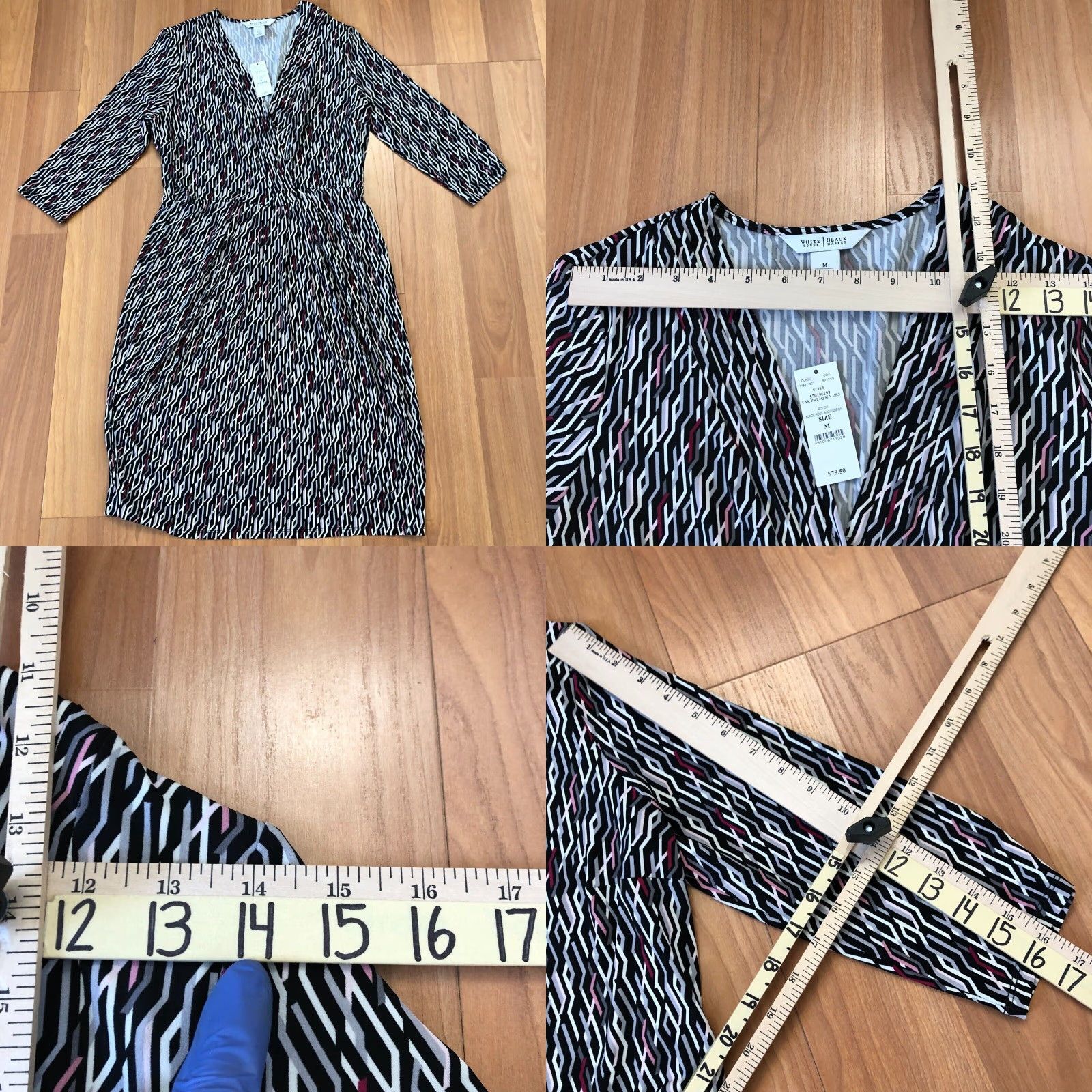 White House Black Market VINTAGE? No — White House Black Market Dress Midi Length Faux Wrap Pleated Womens M Size M / US 6-8 / IT 42-44 - 9 Thumbnail