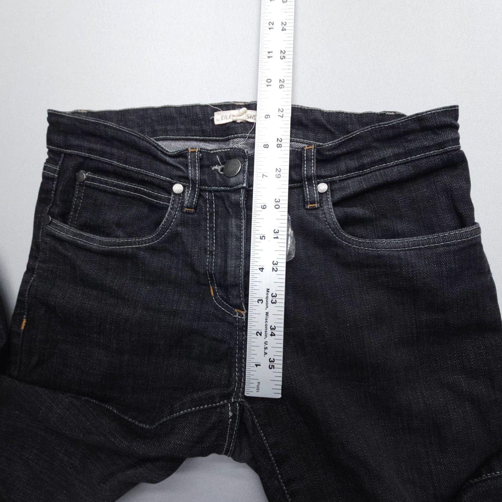 Eileen Fisher Eileen Fisher Slim Straight Jeans Womens Size 2 Black Low Rise Organic Cotton Size 26" / US 2 / IT 38 - 6 Thumbnail