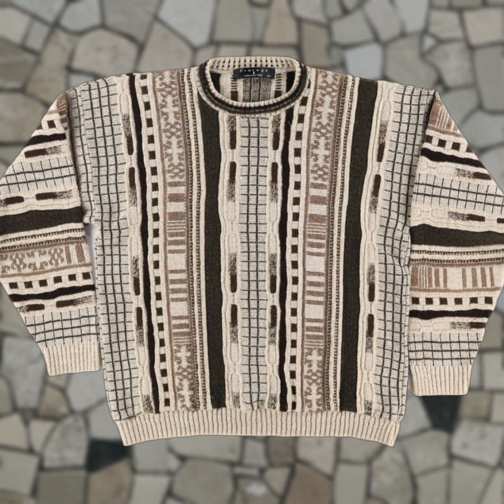 Coogi Protege 3D Knit Cosby Coogi Style Striped Sweater Brown Men's XL Size US XL / EU 56 / 4 - 1 Thumbnail