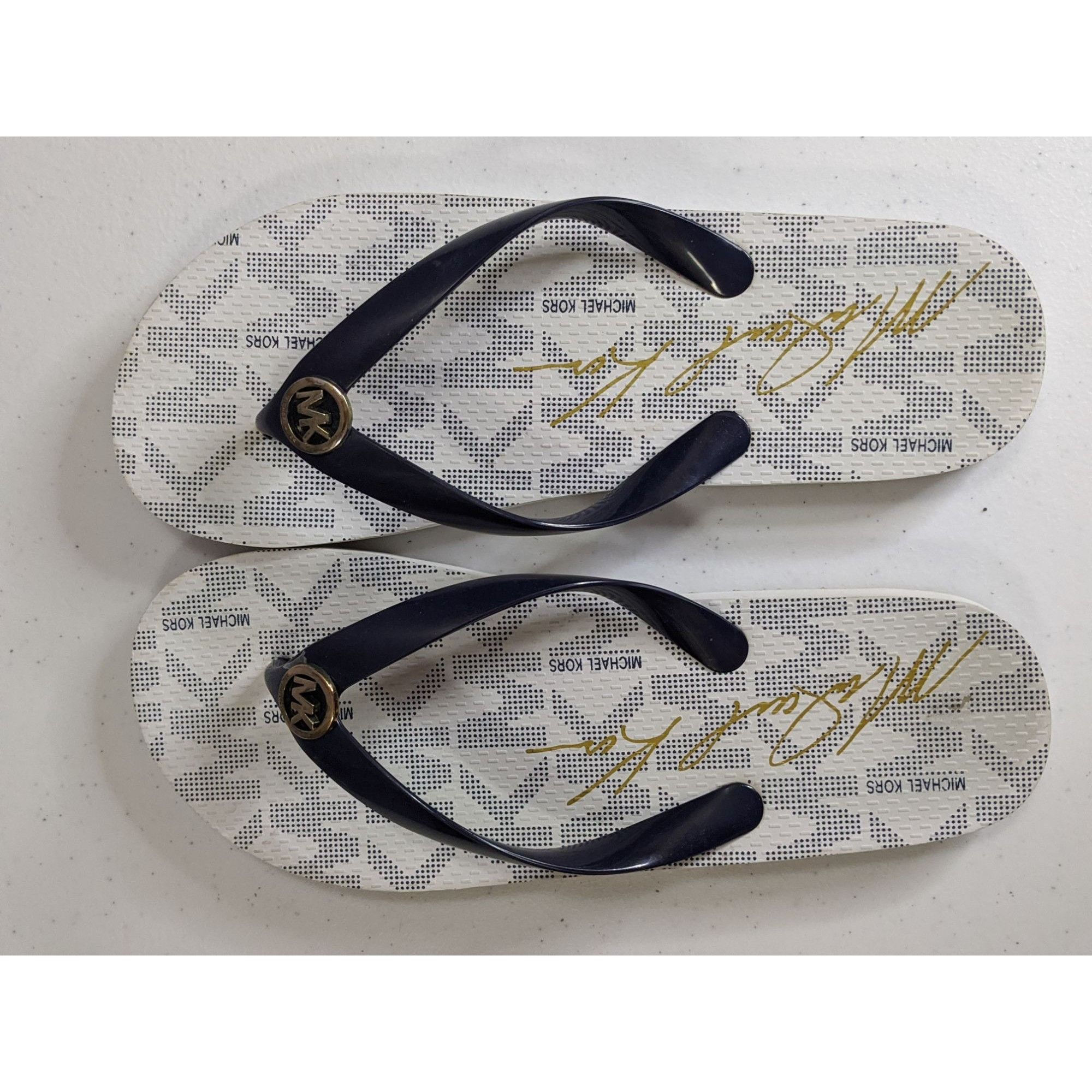 Michael Kors Michael Kors Womens Navy & White Flip Flops Size 8 With Logo Size US 8 / IT 38 - 6 Thumbnail