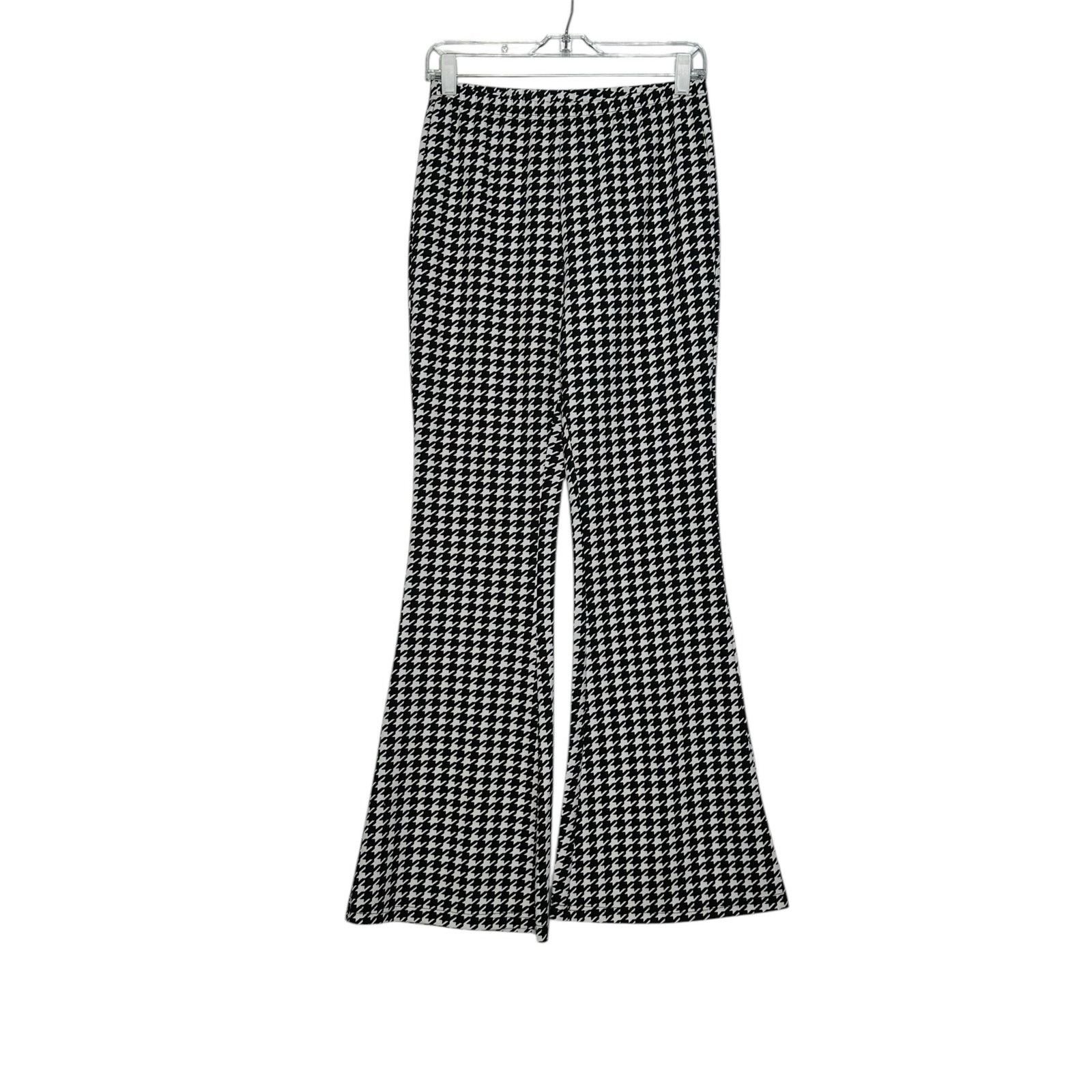 Shein SHEIN black white houndstooth flare pull on pants size M Size 28" / US 6 / IT 42 - 8 Thumbnail