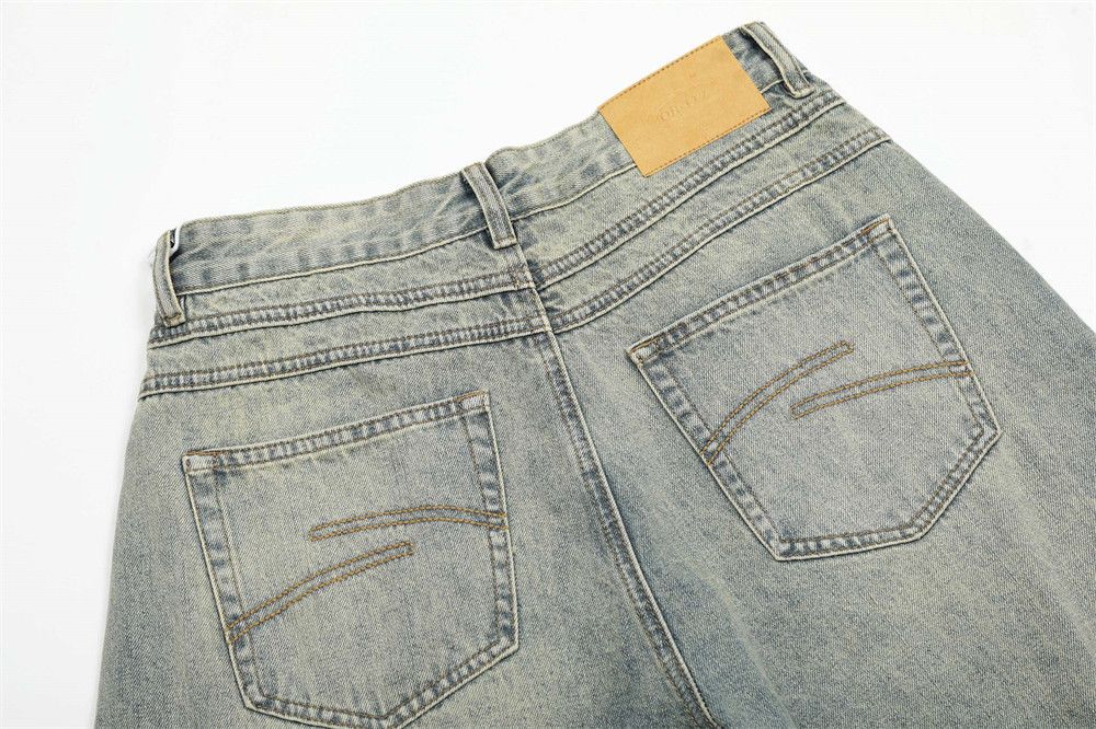 Jean Men's loose wide-leg retro distressed washed scimitar jeans Size US 32 / EU 48 - 5 Thumbnail