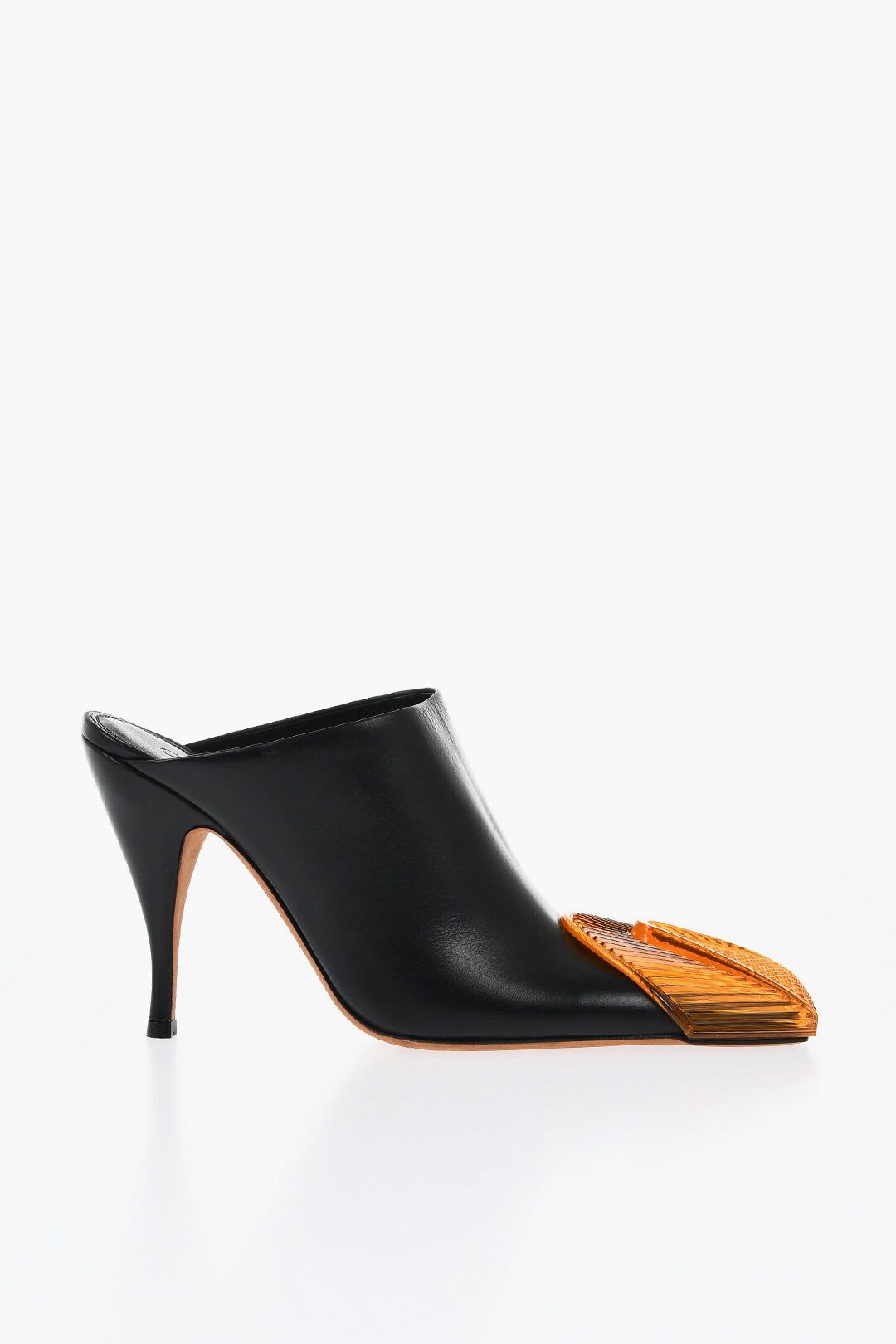 Off-White og1mm1125 Leather Lunar Mules in Black Size US 7 / IT 37 - 1 Thumbnail