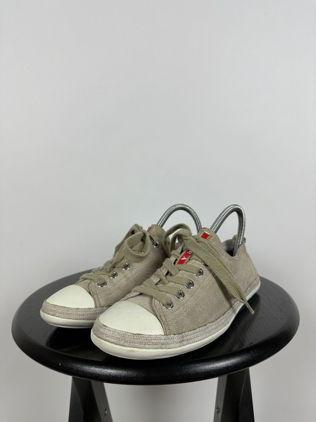 Prada Prada Suede Low Tops Red Tab Linea Rossa Trainers Sneakers Size US 8.5 / IT 38.5 - 2 Thumbnail