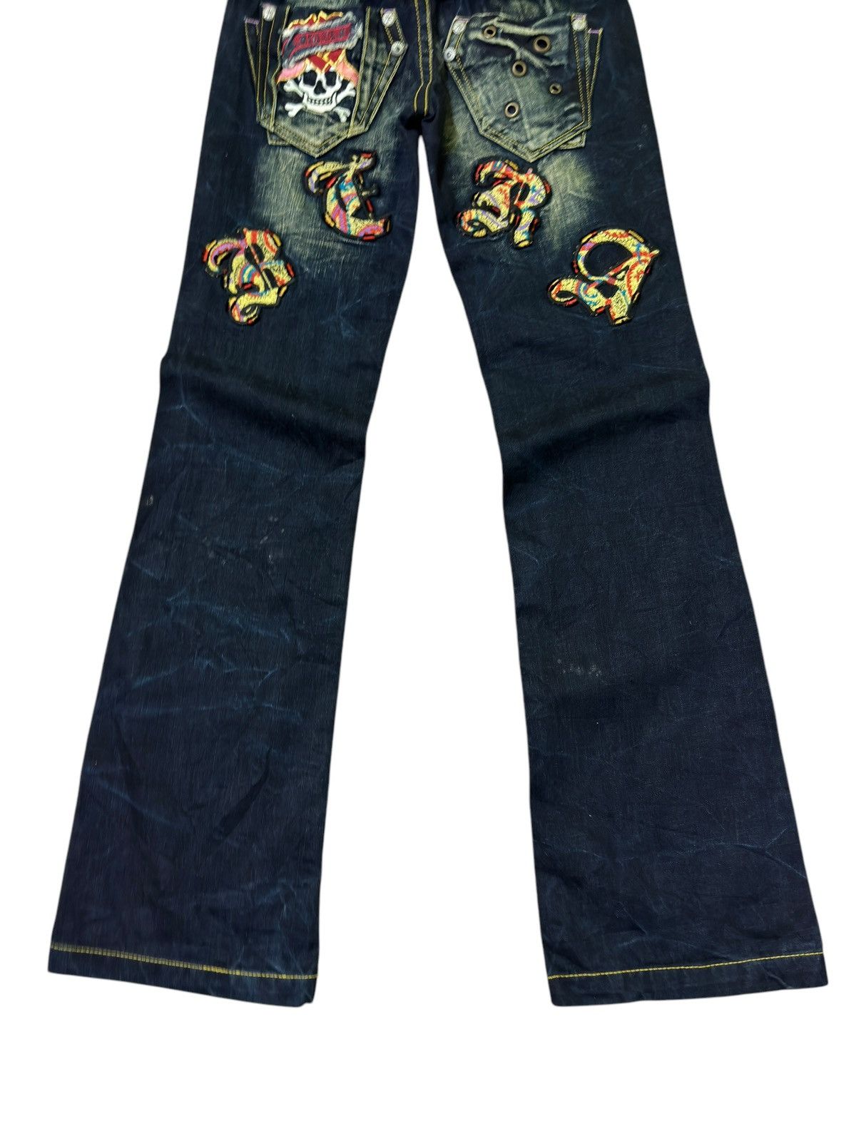 Japanese Brand FLARE RIOBERA SKELETON EMBROIDERED DESIGN LOW RISE DENIM Size US 28 / EU 44 - 11 Thumbnail