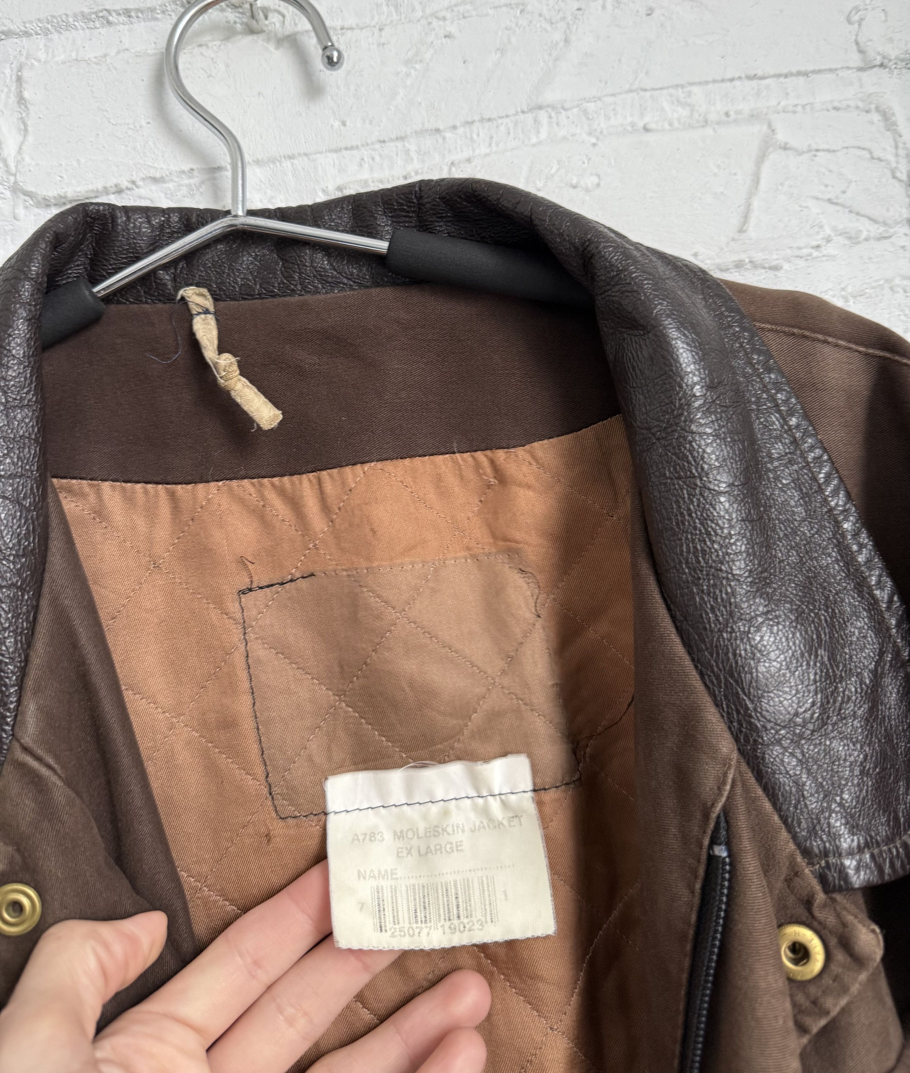 Barbour Vintage Barbour A783 Moleskin Jacket Brown Leather Collar Size US L / EU 52-54 / 3 - 3 Thumbnail