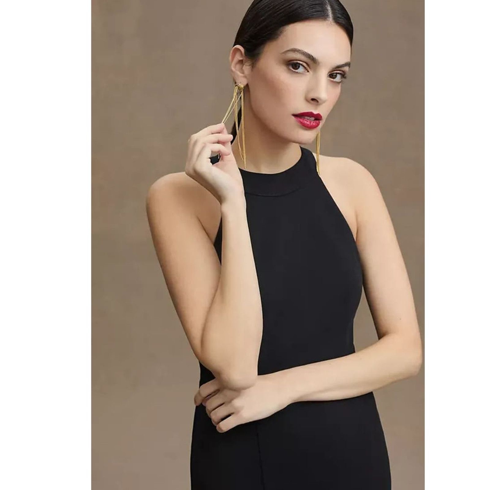 Anthropologie New BHLDN Lennox Halter Open-Back Side-Slit Stretch Gown 16 Size XXL / US 16-18 / IT 52-54 - 4 Thumbnail