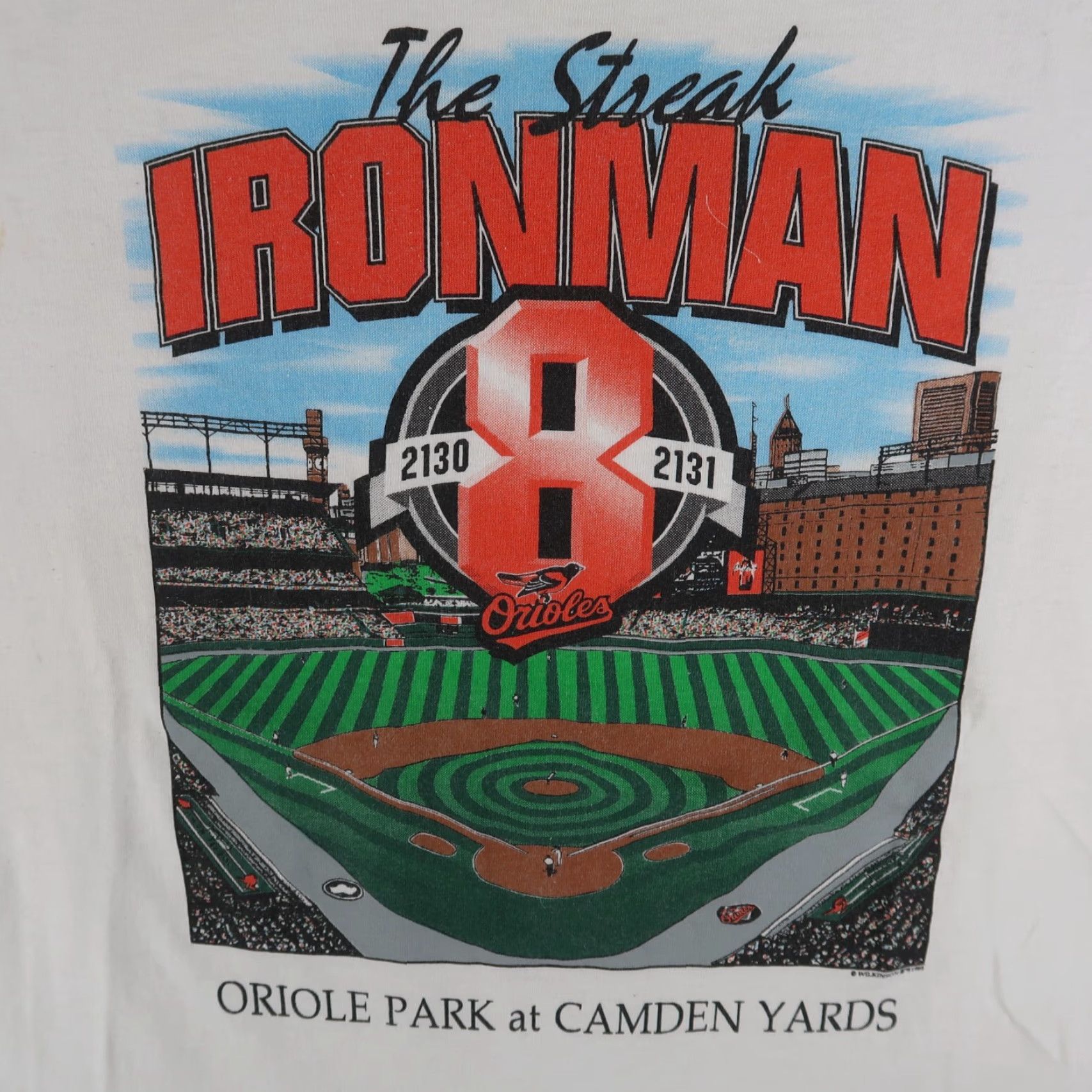 Delta VINTAGE 90s 1995 Camden Yards The Streak XL T-Shirt Cal Ripken Orioles White Size US XL / EU 56 / 4 - 3 Thumbnail