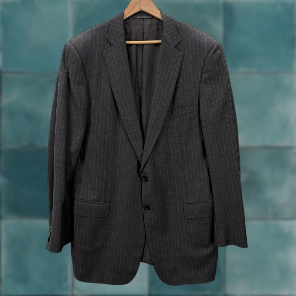 Ermenegildo Zegna Ermenegildo Zegna Blazer Mens 44L Gray Pinstripe Trofeo Wool Made Switzerland Size 44R - 1 Thumbnail