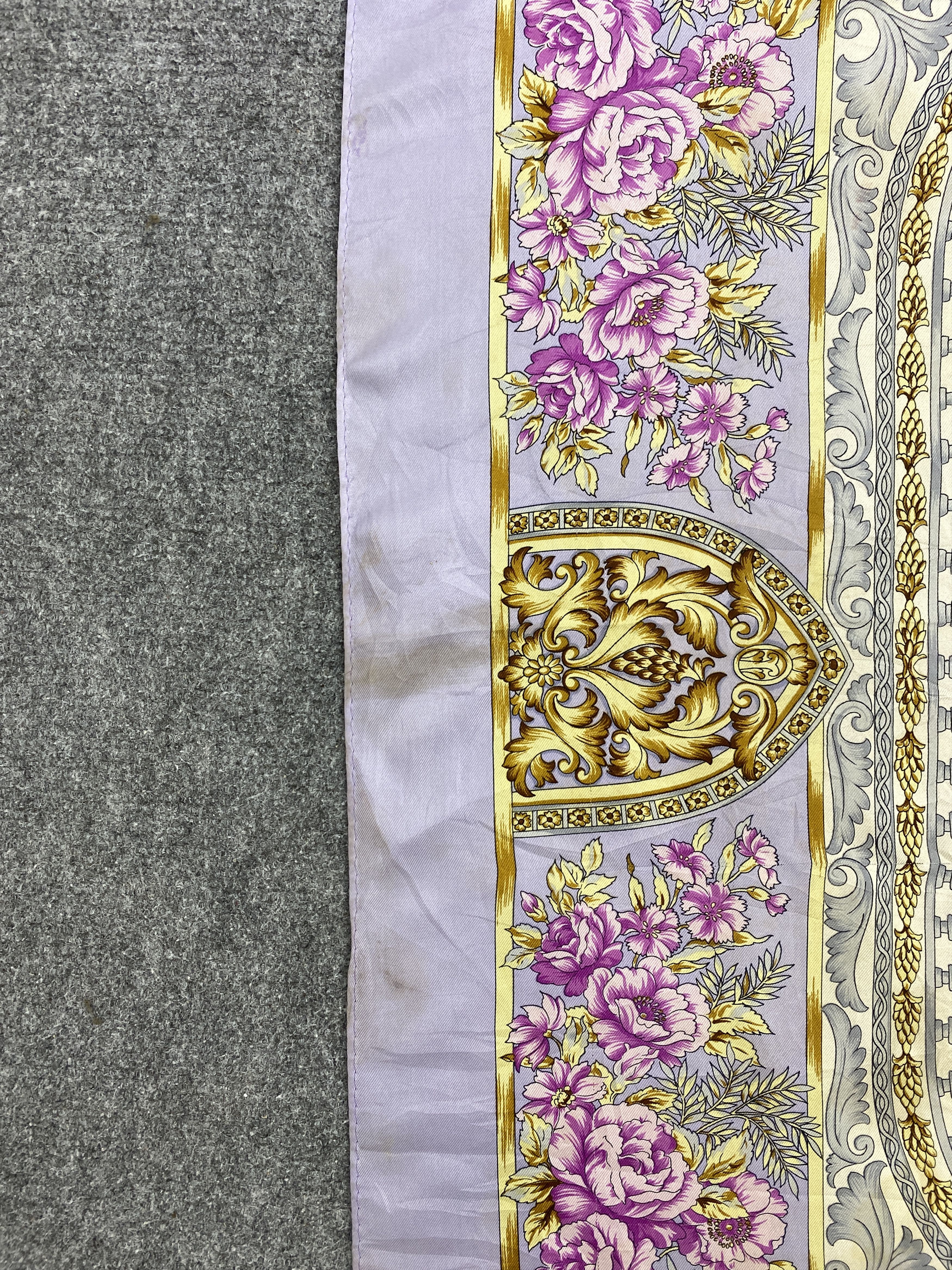 Japanese Brand Vintage Japanese Brand Floral Silk Scarf SN0166 Size ONE SIZE - 8 Thumbnail