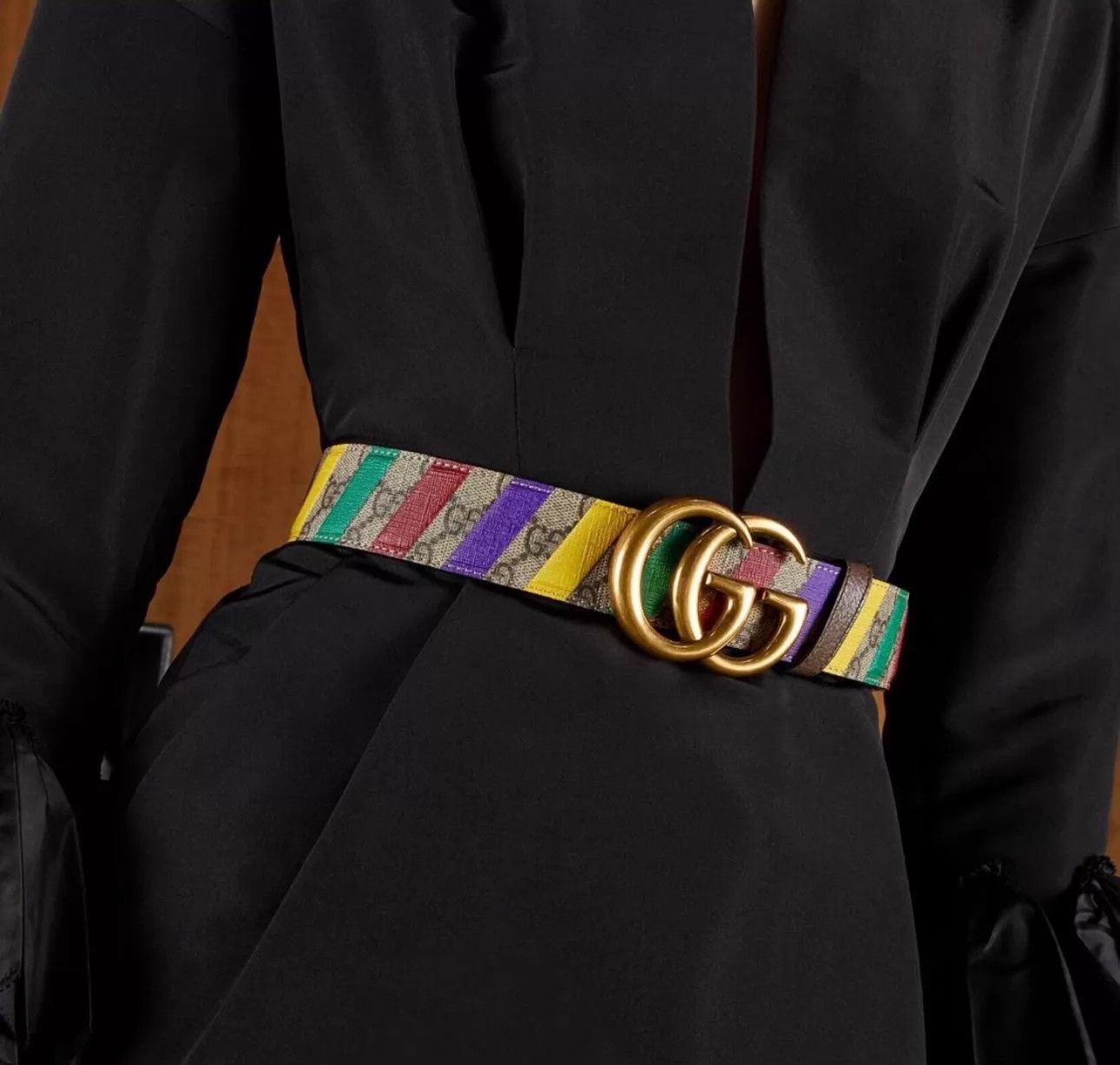 Gucci GUCCI GG Marmont Rainbow Belt Brown Size 80/85 Size ONE SIZE - 6 Thumbnail
