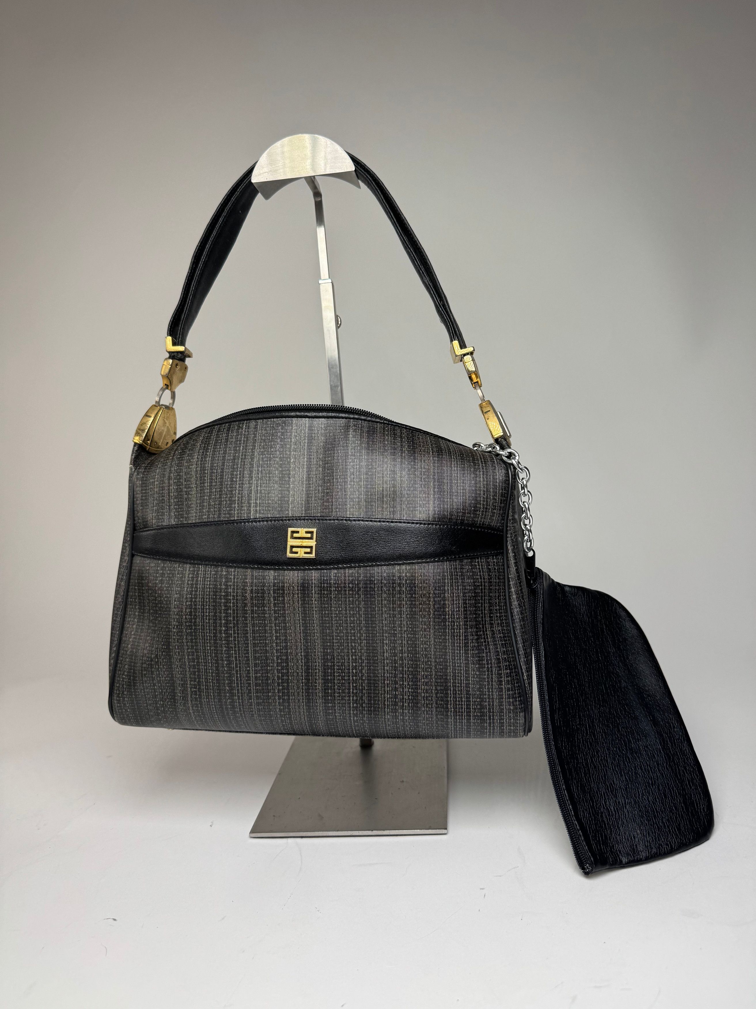 Givenchy Vintage 2Way Leather Handbag Black Grey Size ONE SIZE - 1 Thumbnail