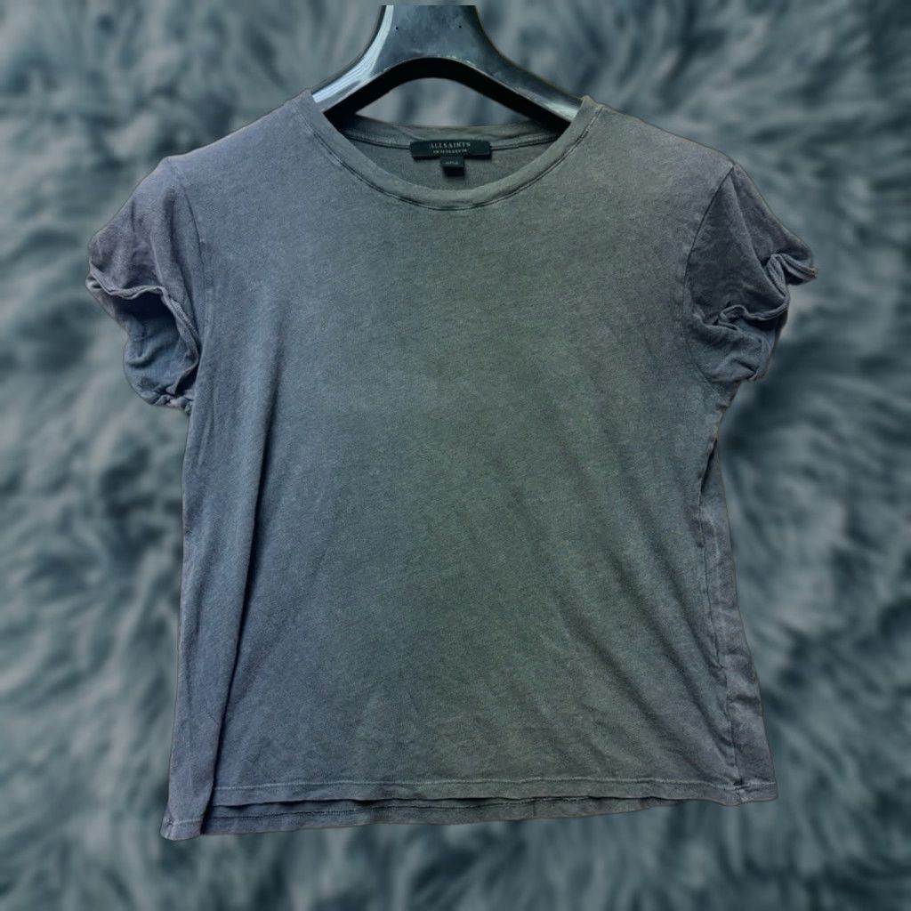 Allsaints ALLSAINTS Cropped T-Shirt Womens Size S Gray Cotton Blend Short Sleeve Round Neck Size S / US 4 / IT 40 - 1 Thumbnail