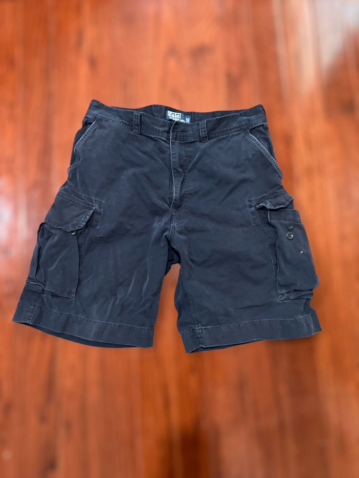 Polo Ralph Lauren VTG Polo Ralph Lauren Baggy Y2K Navy Military Cargo Shorts Size US 35 - 2 Thumbnail