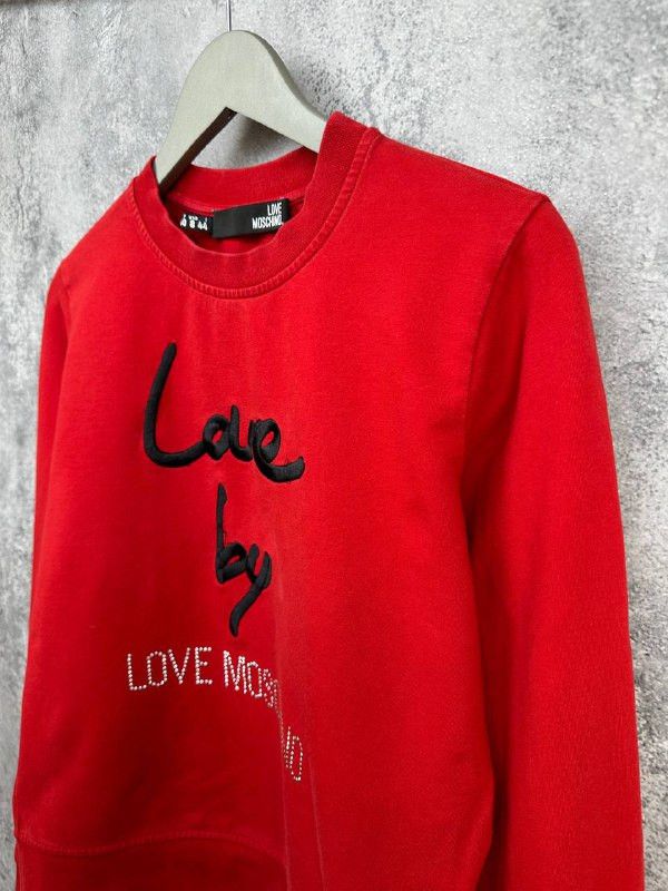 Love Moschino Love Moschino Red Crystal Logo Crew Long Sleeve Sweatshirt Size M / US 6-8 / IT 42-44 - 5 Thumbnail