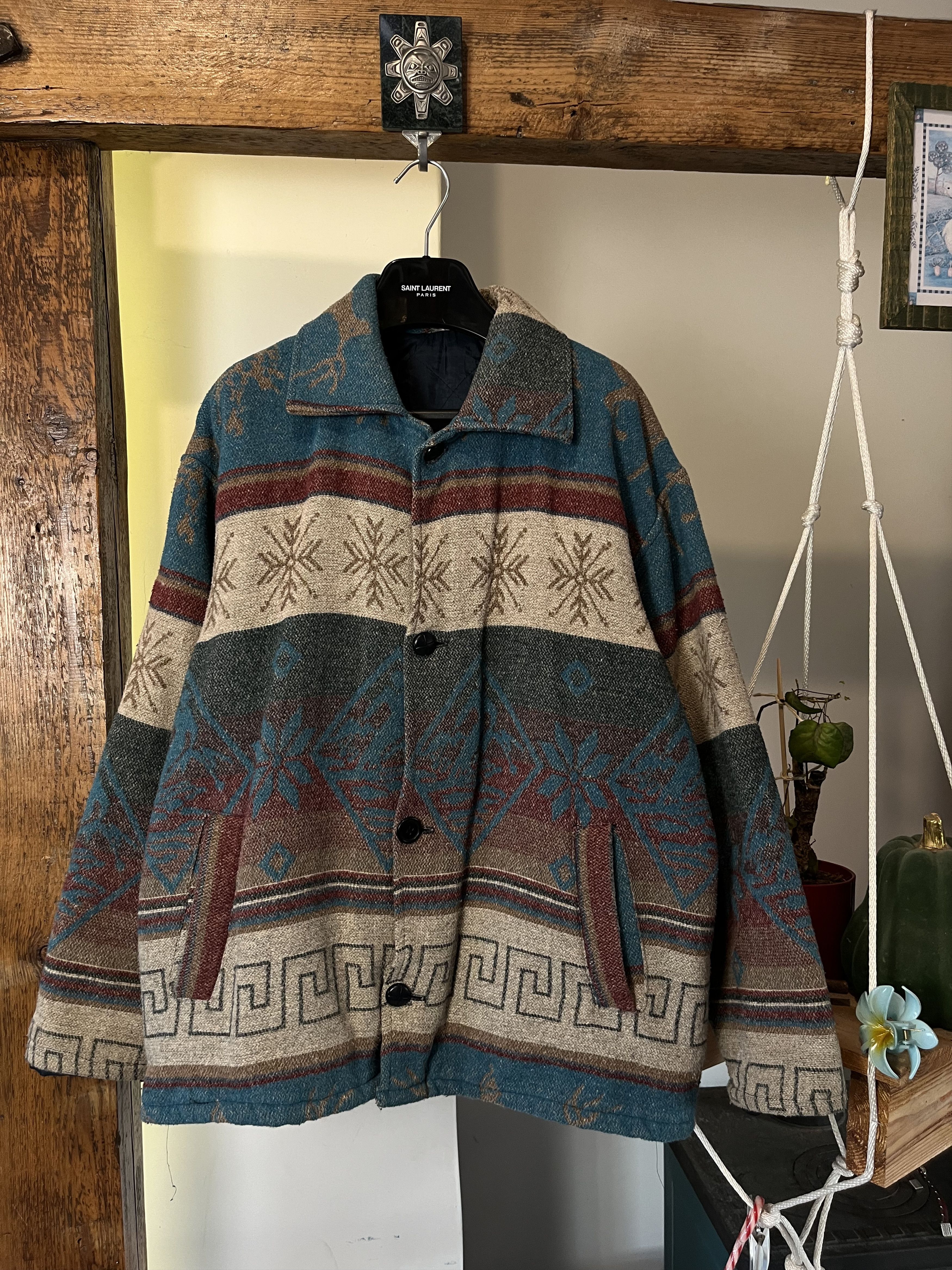 Vintage 90s Vintage Aztec Knits All Over Jacket Size US L / EU 52-54 / 3 - 1 Thumbnail