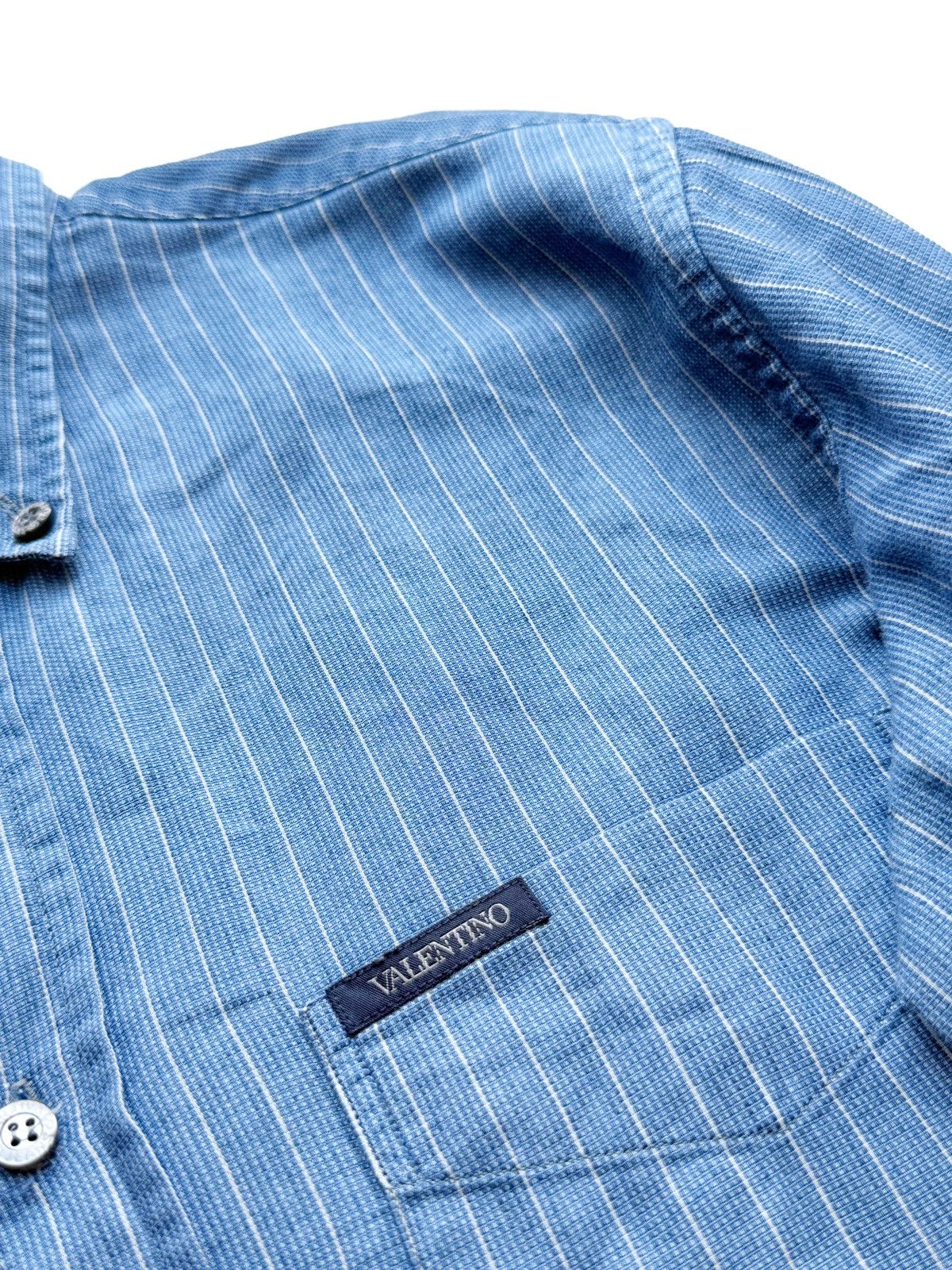 Valentino Valentino Men Vintage Blue Shirt Vertical Stripe Size M (IT) Size US M / EU 48-50 / 2 - 6 Thumbnail