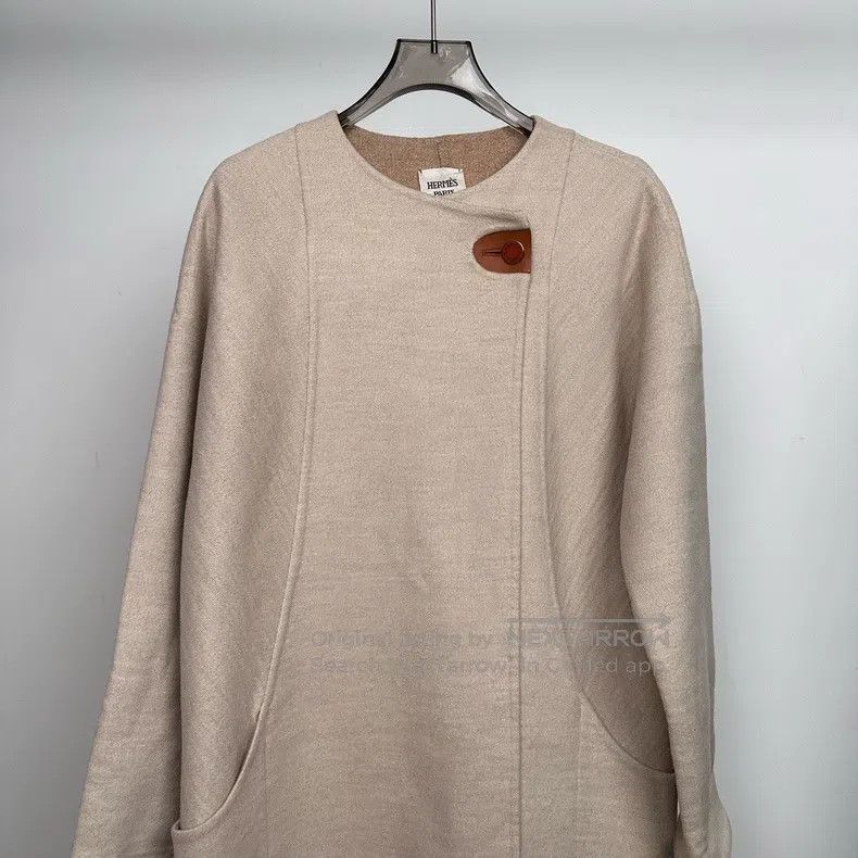 Hermes Hermes Oatmeal Single Button Loose Fit Trench Coat Size XS / US 0-2 / IT 36-38 - 3 Thumbnail