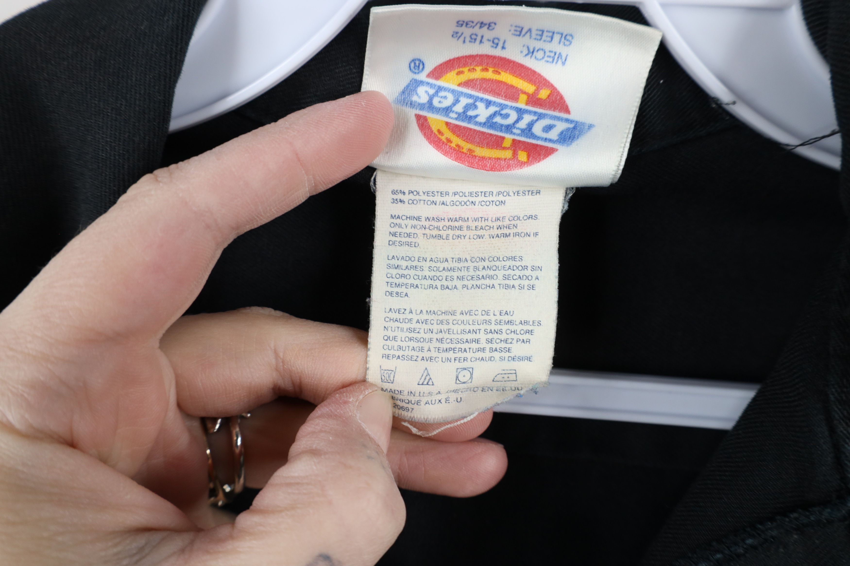 Dickies × Vintage Vintage 90s Dickies Thrashed Workwear Button Shirt Black USA Size US M / EU 48-50 / 2 - 10 Thumbnail