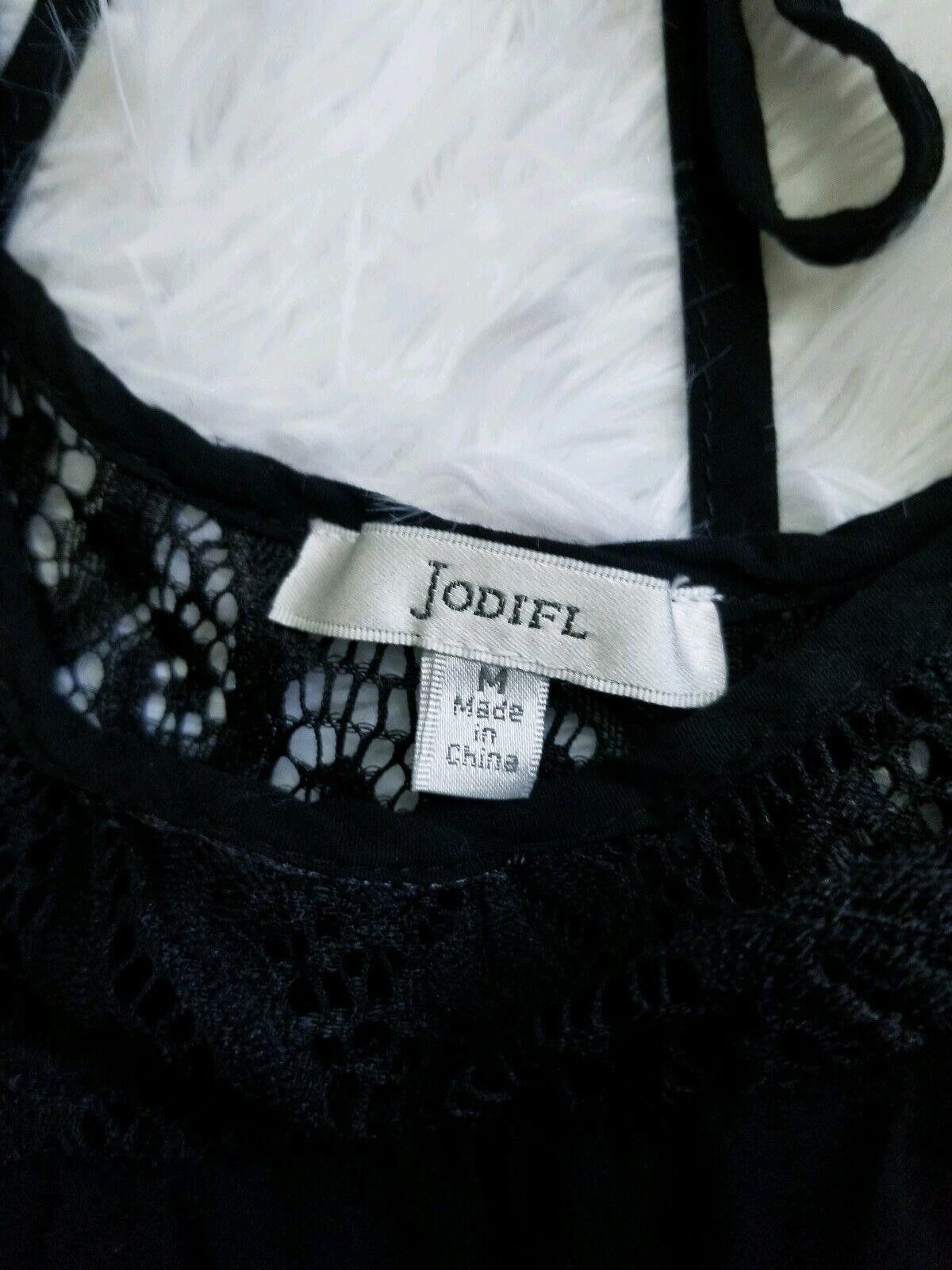 Designer Jodifl Top Medium Black Lace Cut Outs 3/4 Sleeve Open Back Size M / US 6-8 / IT 42-44 - 4 Thumbnail