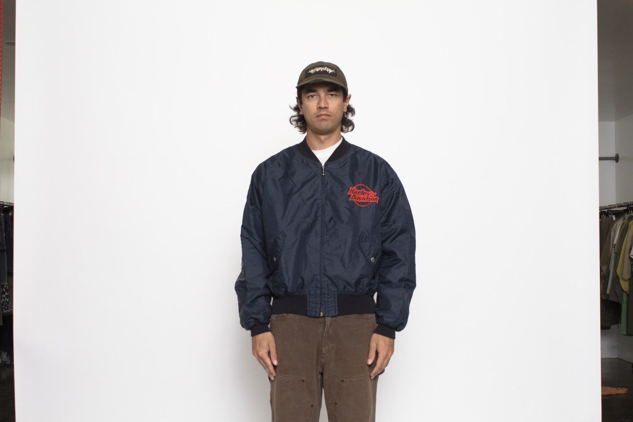 Harley Davidson NAVY ZIP UP BOMBER JACKET BY HARLEY DAVIDSON Size US XL / EU 56 / 4 - 5 Thumbnail