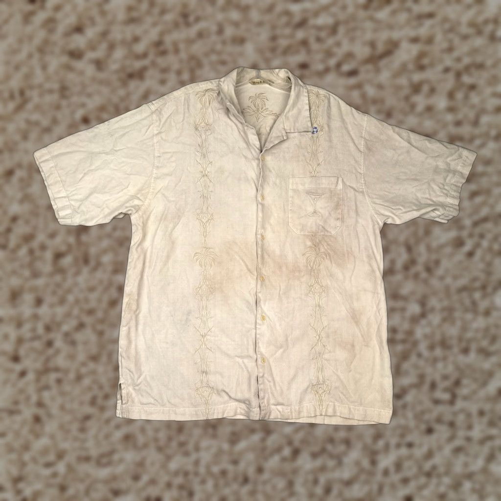 Tommy Bahama Tommy Bahama Shirt Men Large Ivory Silk 100% Button Up Hawaiian Read Size US L / EU 52-54 / 3 - 1 Thumbnail