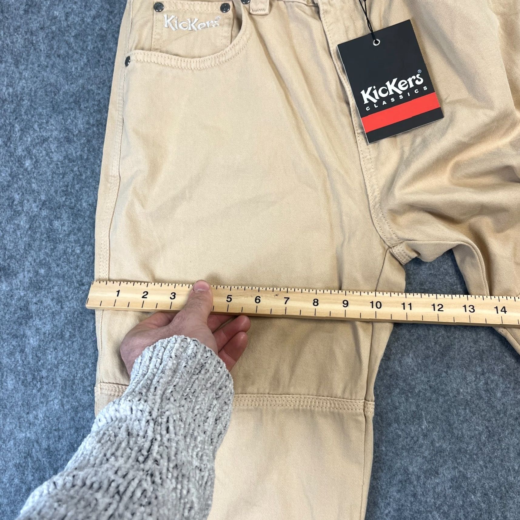 Kickers VINTAGE Kickers Womens Cargo Jeans Straight 27 30 UK 8 Beige Denim 5-Pocket Design Jeans Womens Size 30" / US 8 / IT 44 - 6 Thumbnail
