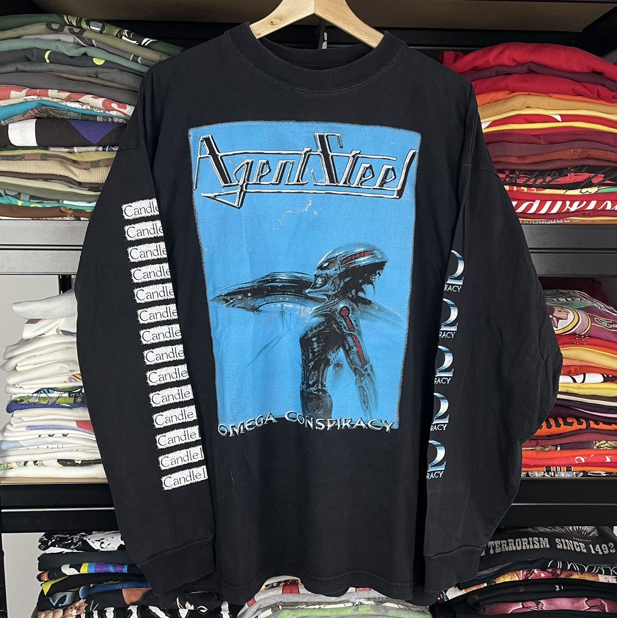 image of Band Tees x Rock T Shirt Vintage Agent Steel 1999 2000 90's Band Rock Metal Usa in Black (Size XL)