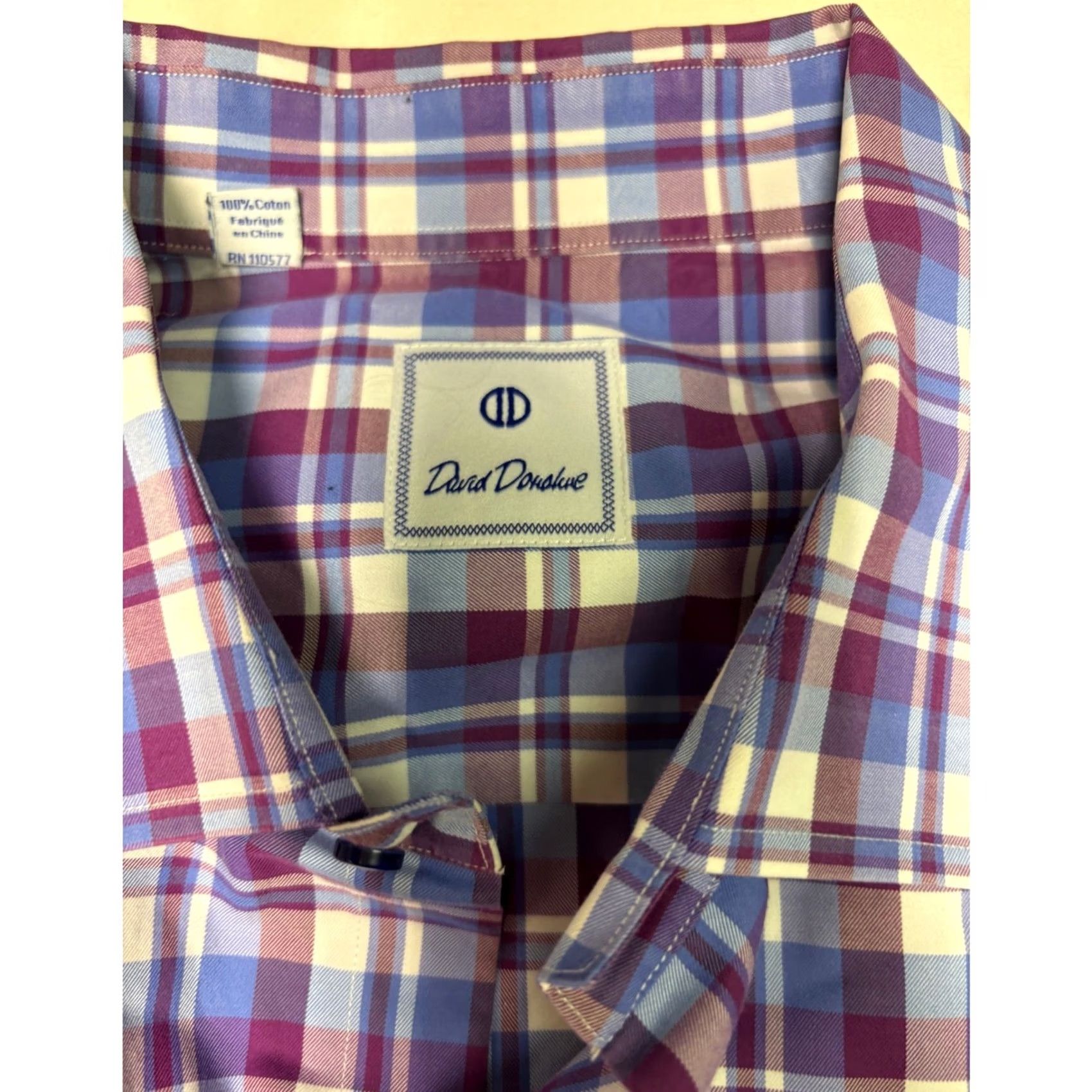 David Donahue David Donahue Mens 2XL Plaid Button-Down Shirt Long Sleeve Casual Business Size US XXL / EU 58 / 5 - 2 Thumbnail