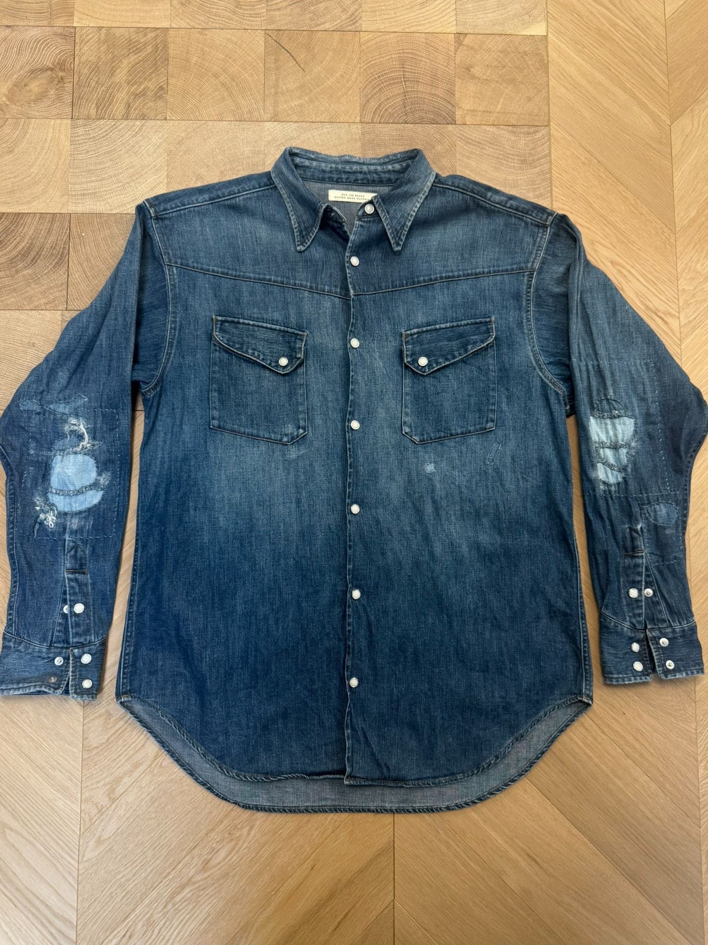 Old Joe Old Joe Distressed Washed Denim Shirt Size US M / EU 48-50 / 2 - 1 Thumbnail