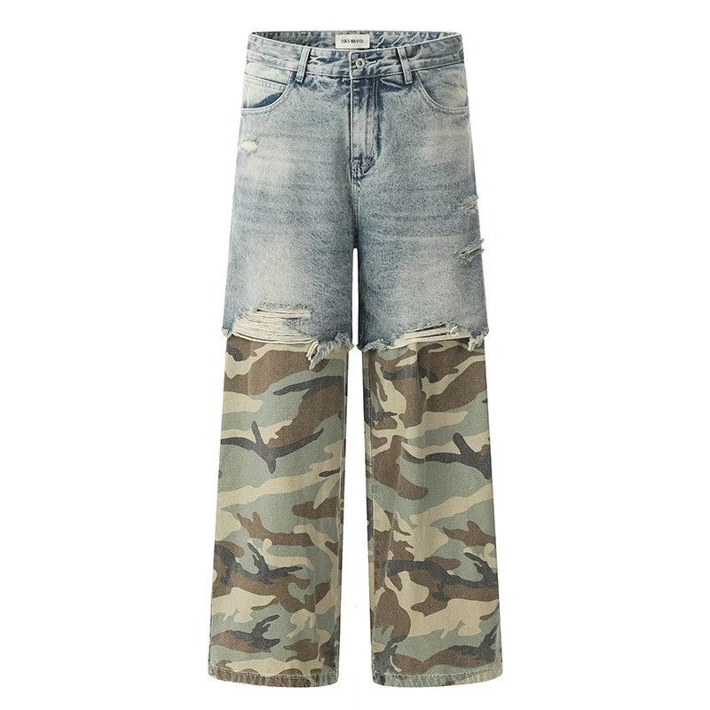 Jean Patchwork Camouflage Washed Vintage Jeans Size US 32 / EU 48 - 6 Thumbnail