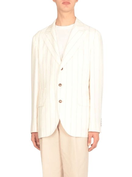 Brunello Cucinelli o1y0526 Single-breasted Blazer in Ivory Size US M / EU 48-50 / 2 - 1 Thumbnail